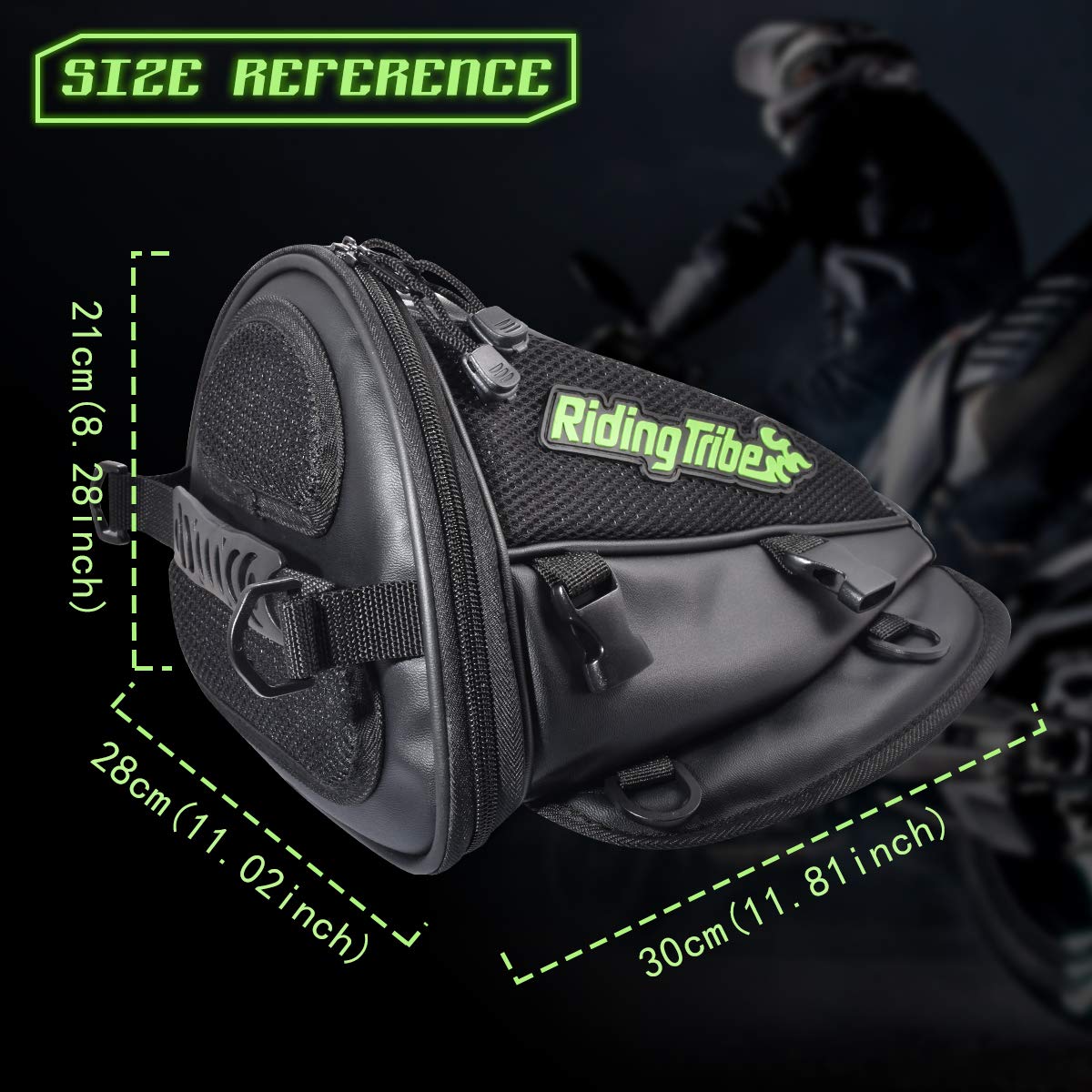 KATUR Waterproof PU Leather Motorcycle Backseat Tank Bag - Lightweight Multifunctional Storage Saddle Bag for Motorbike Rear Seat Accessories (Black) | Perfect for Commuting, Touring & Adventure Riding