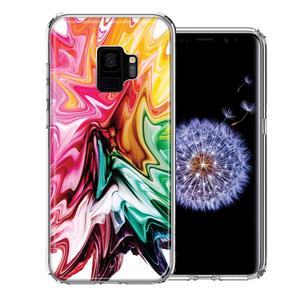 Samsung Galaxy S9 Phone Case - Rainbow Flower Abstract Design Double Layer Protective Cover for Impact Resistance | Perfect for Everyday Use, Travel & Outdoor Activities