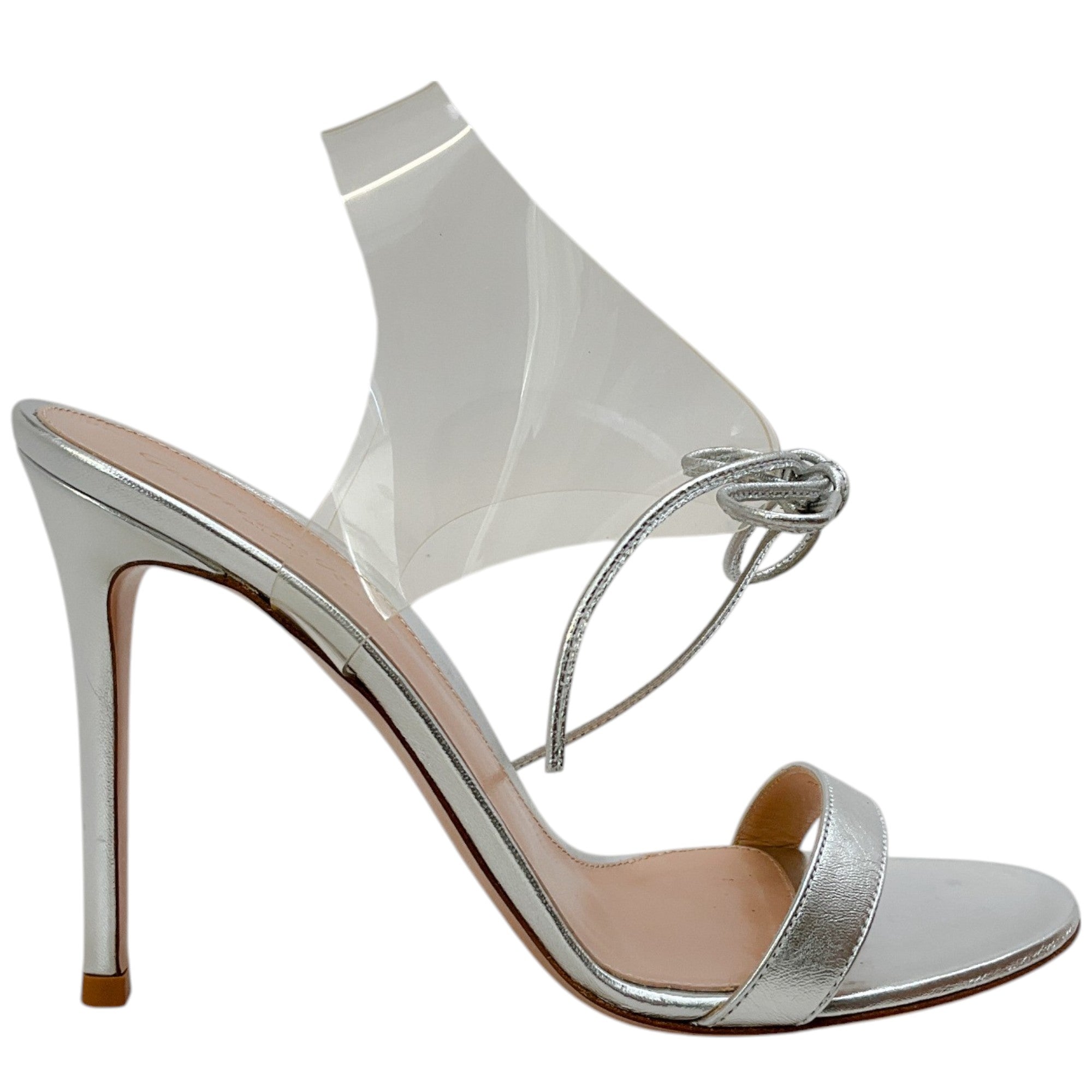 Gianvito Rossi Women's Estelle Silver PVC Sandals - Elegant Heels for Parties, Weddings & Evening Events