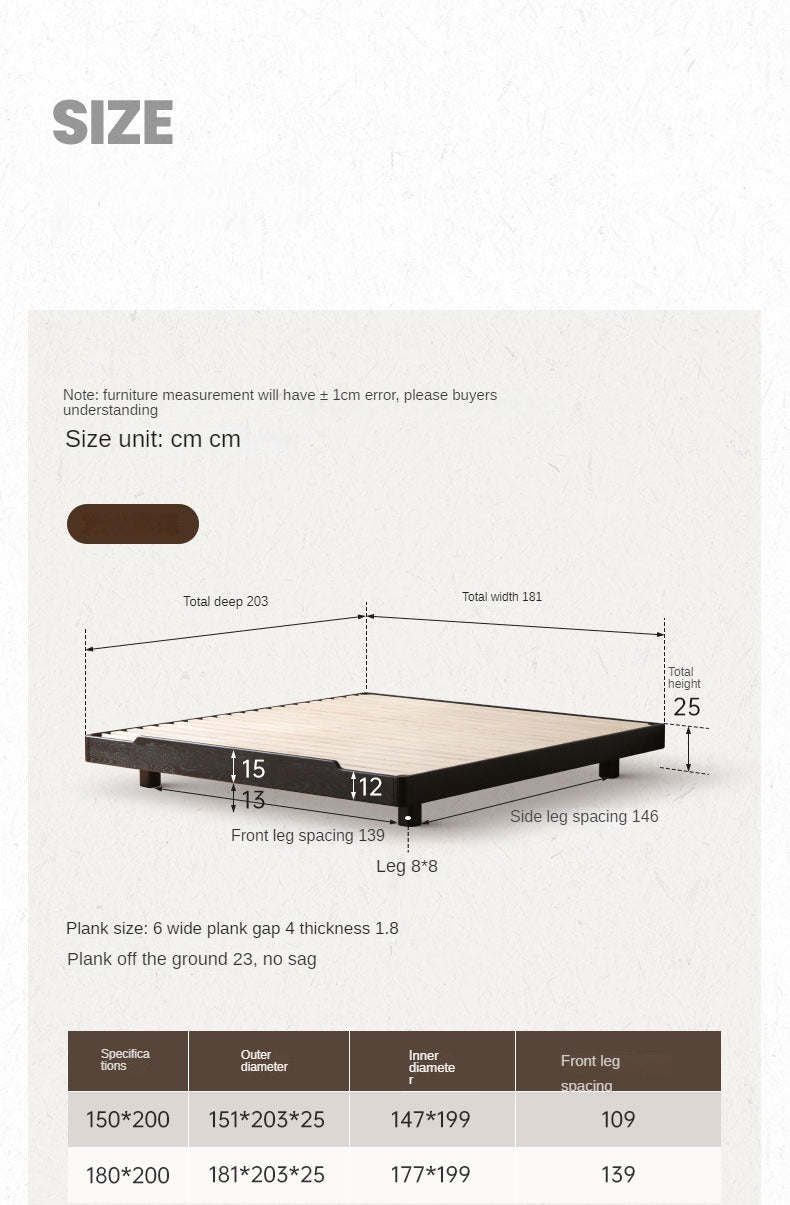 Oak Solid Wood Floating Platform Bed - Modern Minimalist American Light Bed Frame, No Headboard - Perfect for Small Bedrooms & Contemporary Home Decor