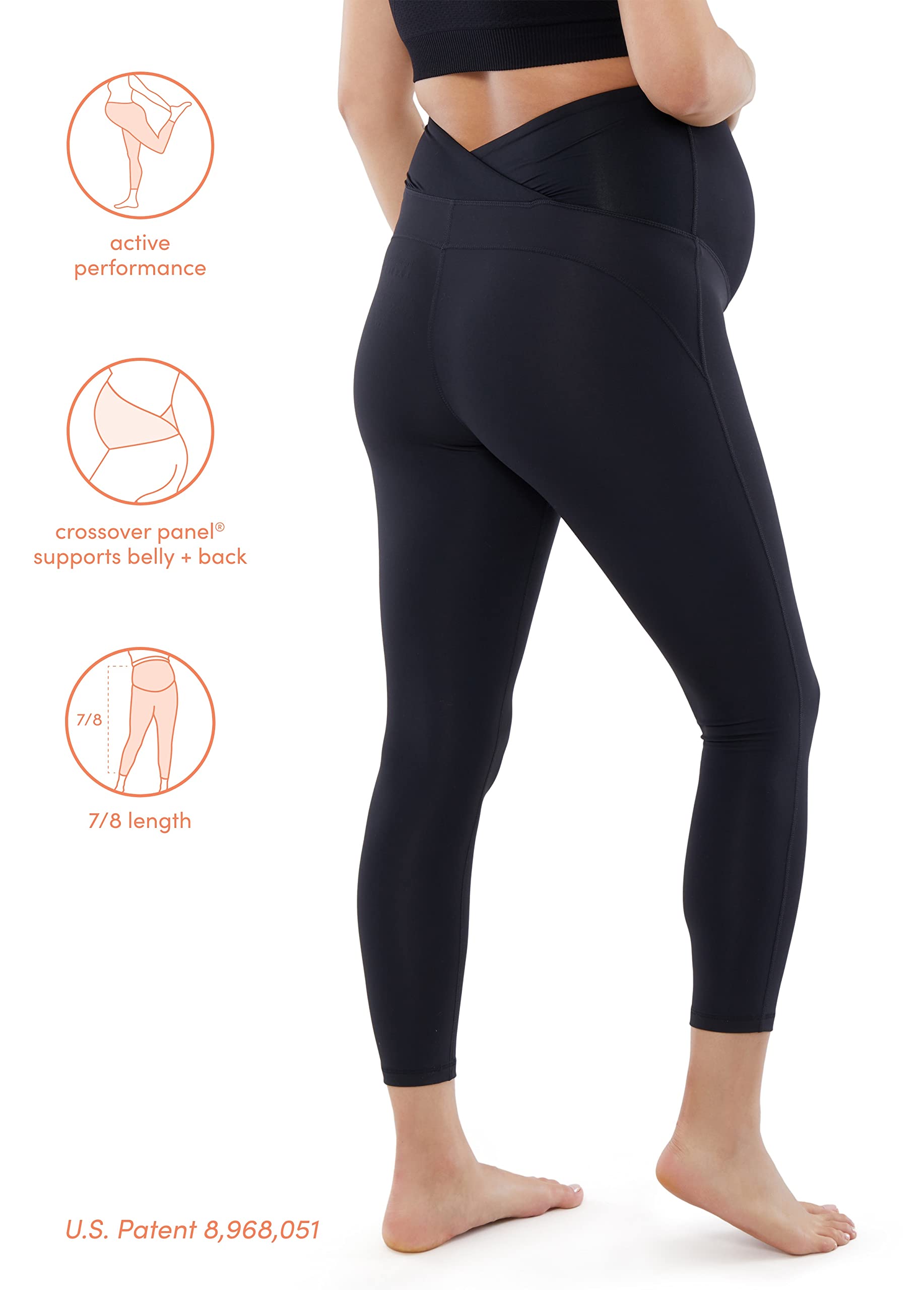 Ingrid & Isabel Basics - Over The Belly Maternity Active Leggings for Women | Pregnancy Workout Yoga Pants | Comfortable Stretchy Workout Wear for Expecting Moms - Perfect for Yoga, Gym & Daily Wear During Pregnancy