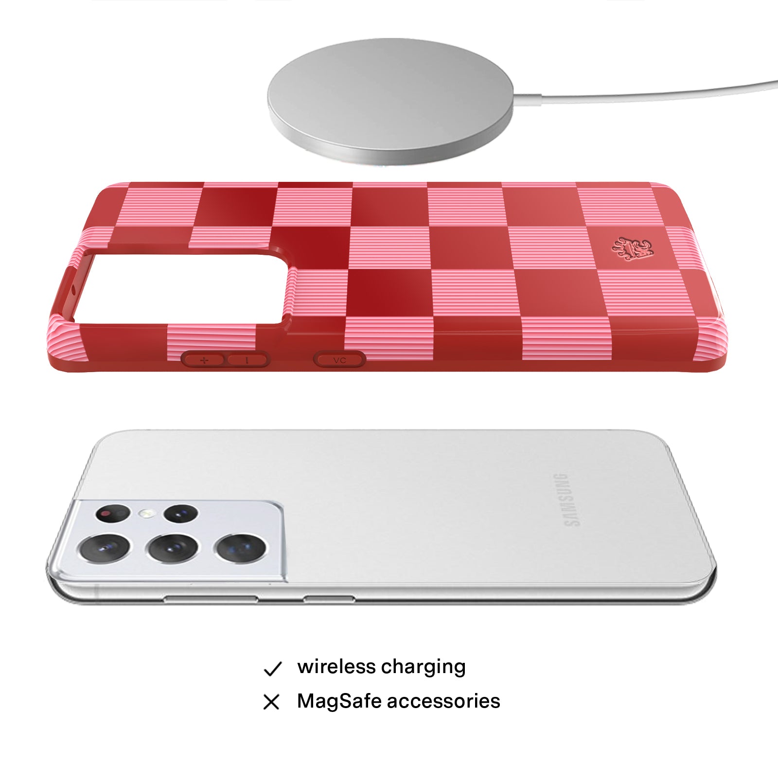 Rose Vibe Checkered Samsung Phone Case - Trendy Protective Cover for Samsung Galaxy [Model] - Perfect for Everyday Use, Travel & Style Protection