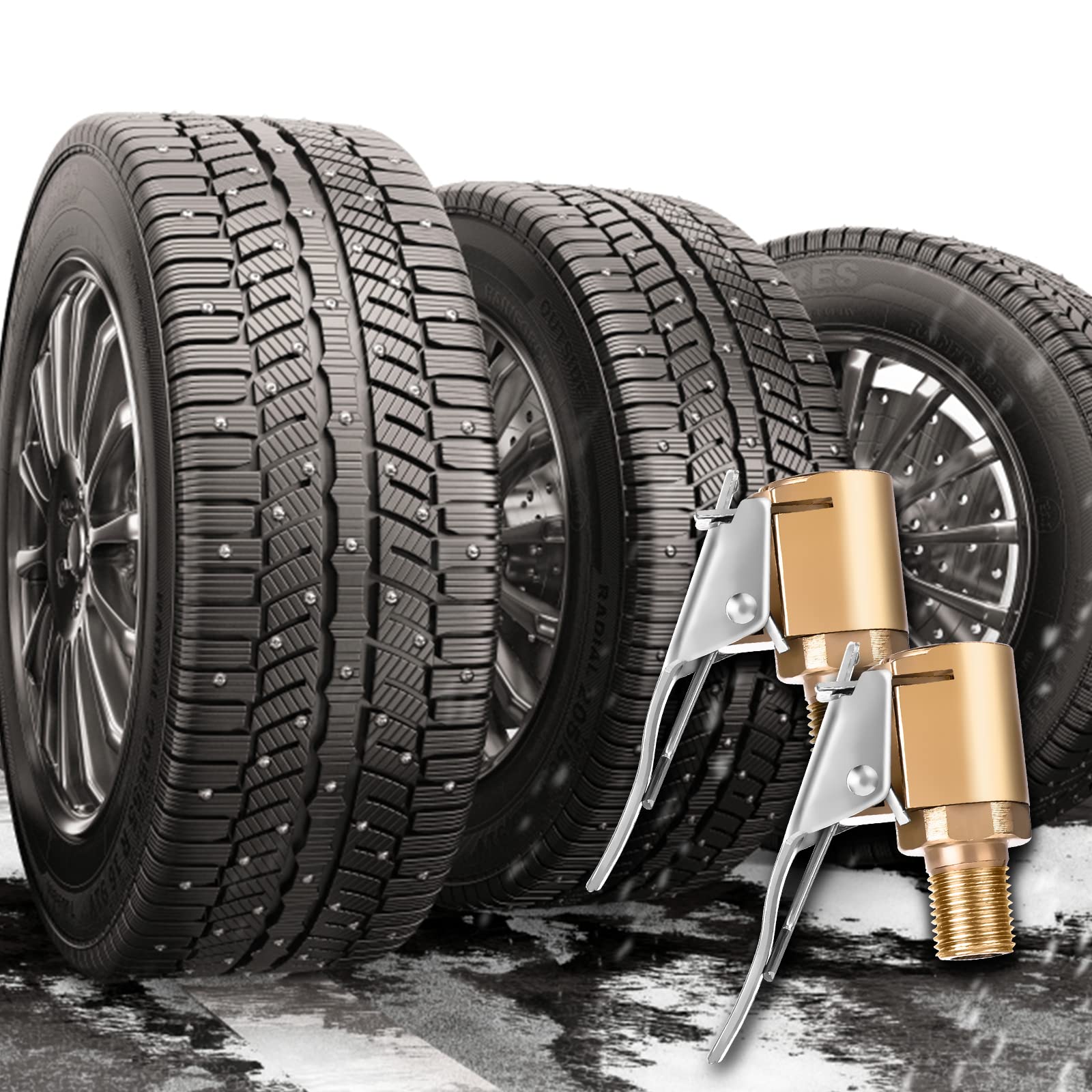 COBEE Heavy Duty Brass Locking Tire Inflator Air Chuck with Clip Adapter (2 Pack) - No Leak Air Chuck for Tire Pump & Compressor Connection - Perfect for Car, Truck, ATV & Motorcycle Tire Inflation