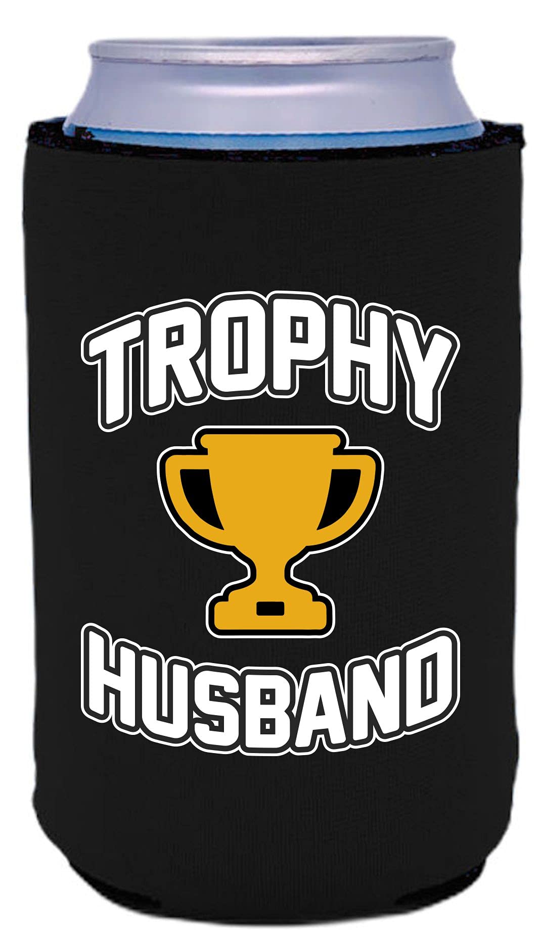Trophy Husband Collapsible Can Cooler - Insulated Beer Sleeve (1 Pack, Black) - Perfect for BBQs, Tailgating & Outdoor Parties