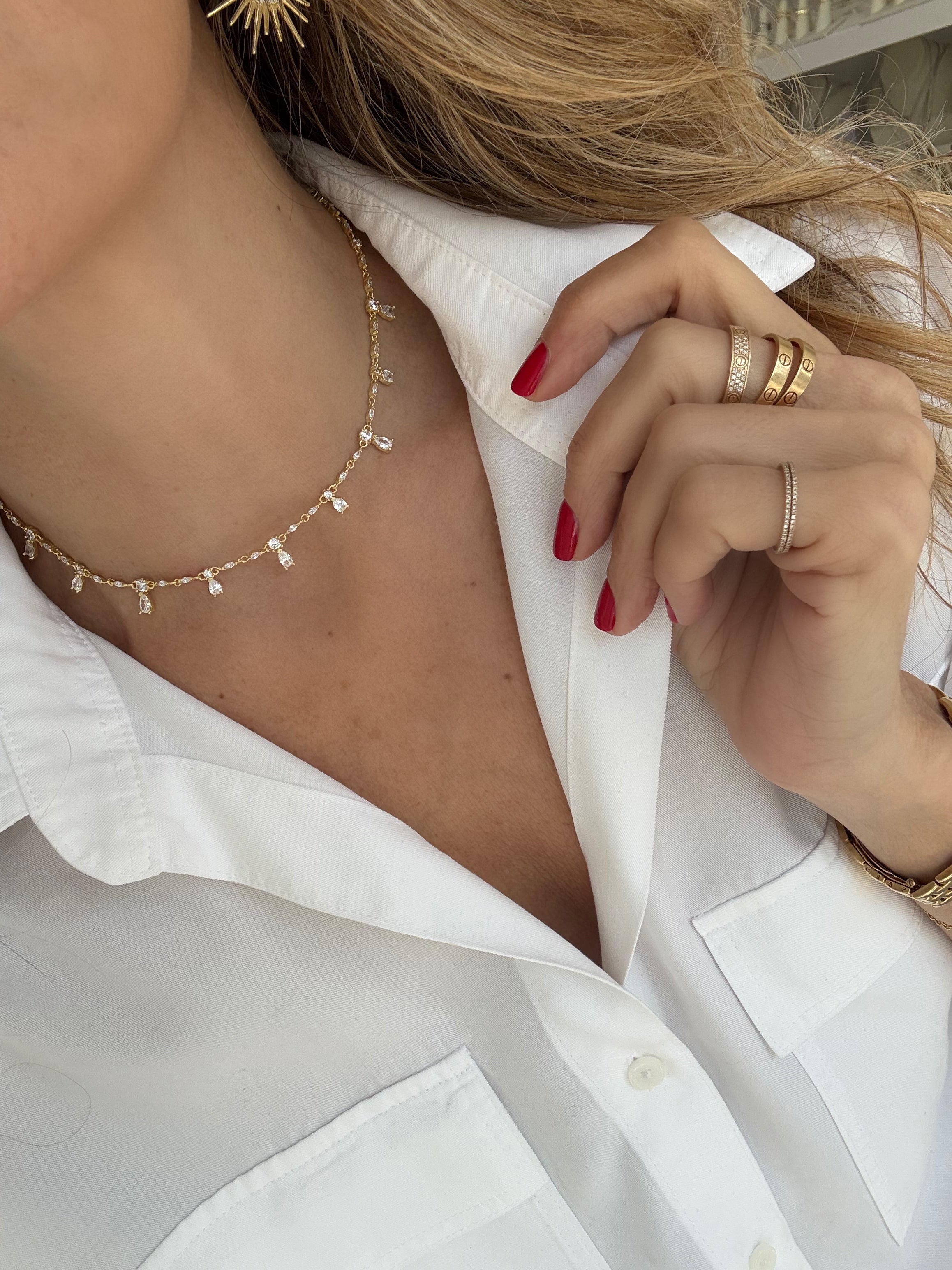 Elegant Pear Cut Cubic Zirconia Necklace - Perfect for Weddings, Parties & Special Occasions