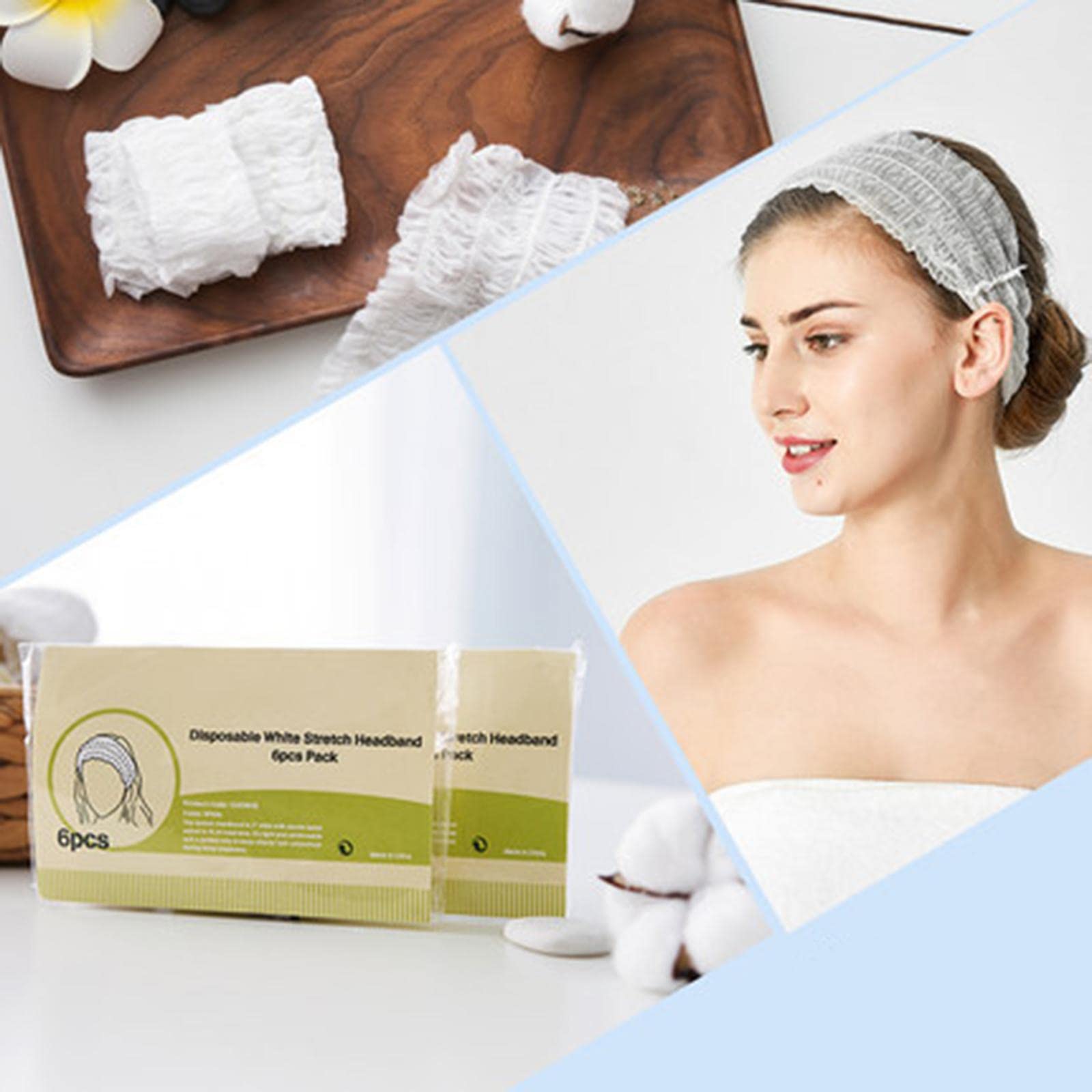VMS INDIA Disposable Hair Towel Headband for Women - Soft & Absorbent Shower, Spa, Makeup & Skincare Head Wrap (Pack of 10) | Perfect for Bathing, Facials & Hair Treatments