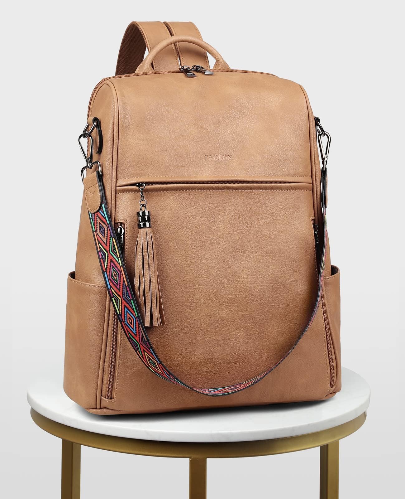 FADEON Women's Leather Laptop Backpack 15.6