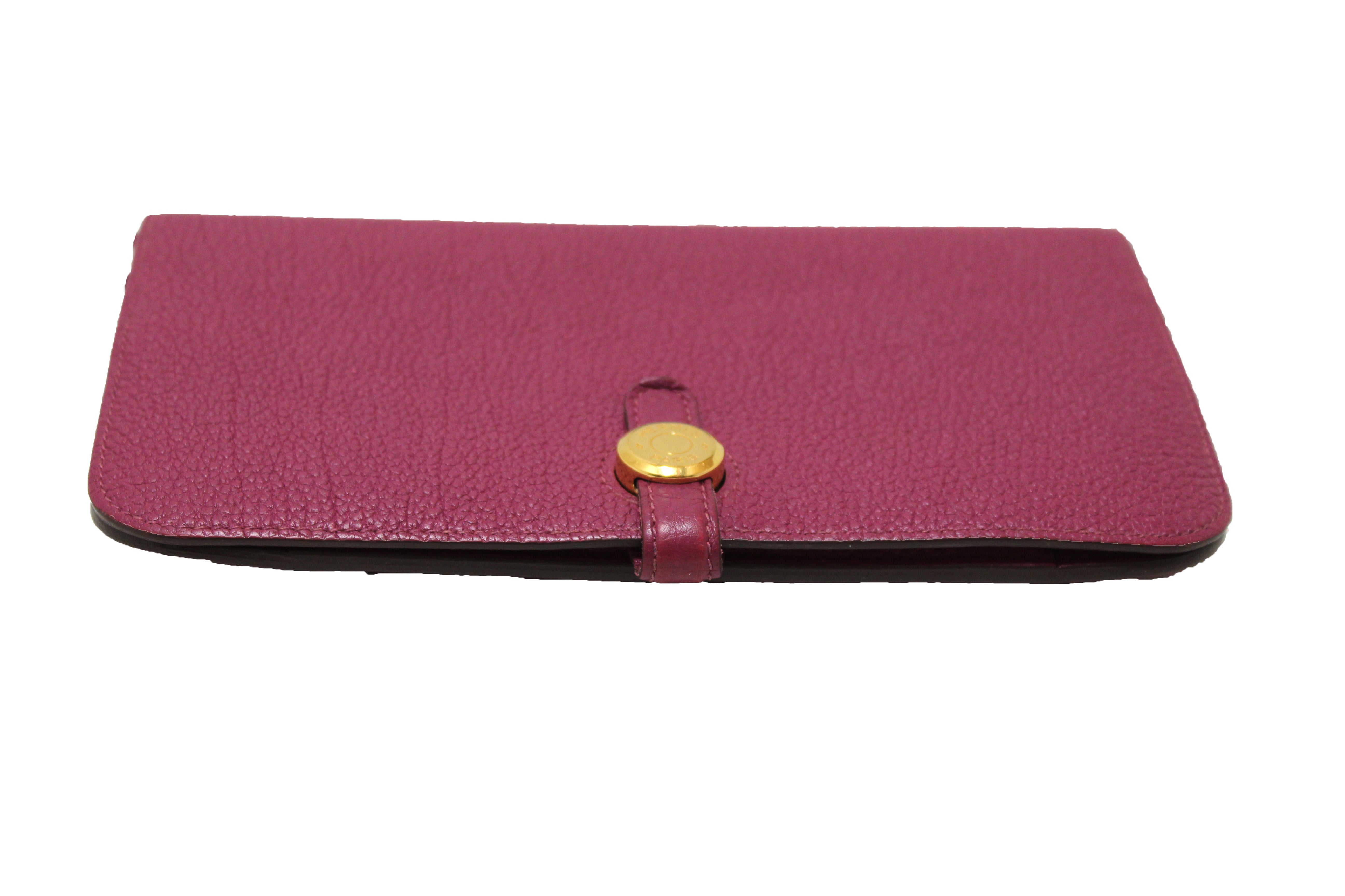 Authentic Hermes Pink Rose Pourpre Togo Leather Dogon Duo Wallet - Luxury Bifold Card Holder for Women - Perfect for Everyday Use & Gift Giving