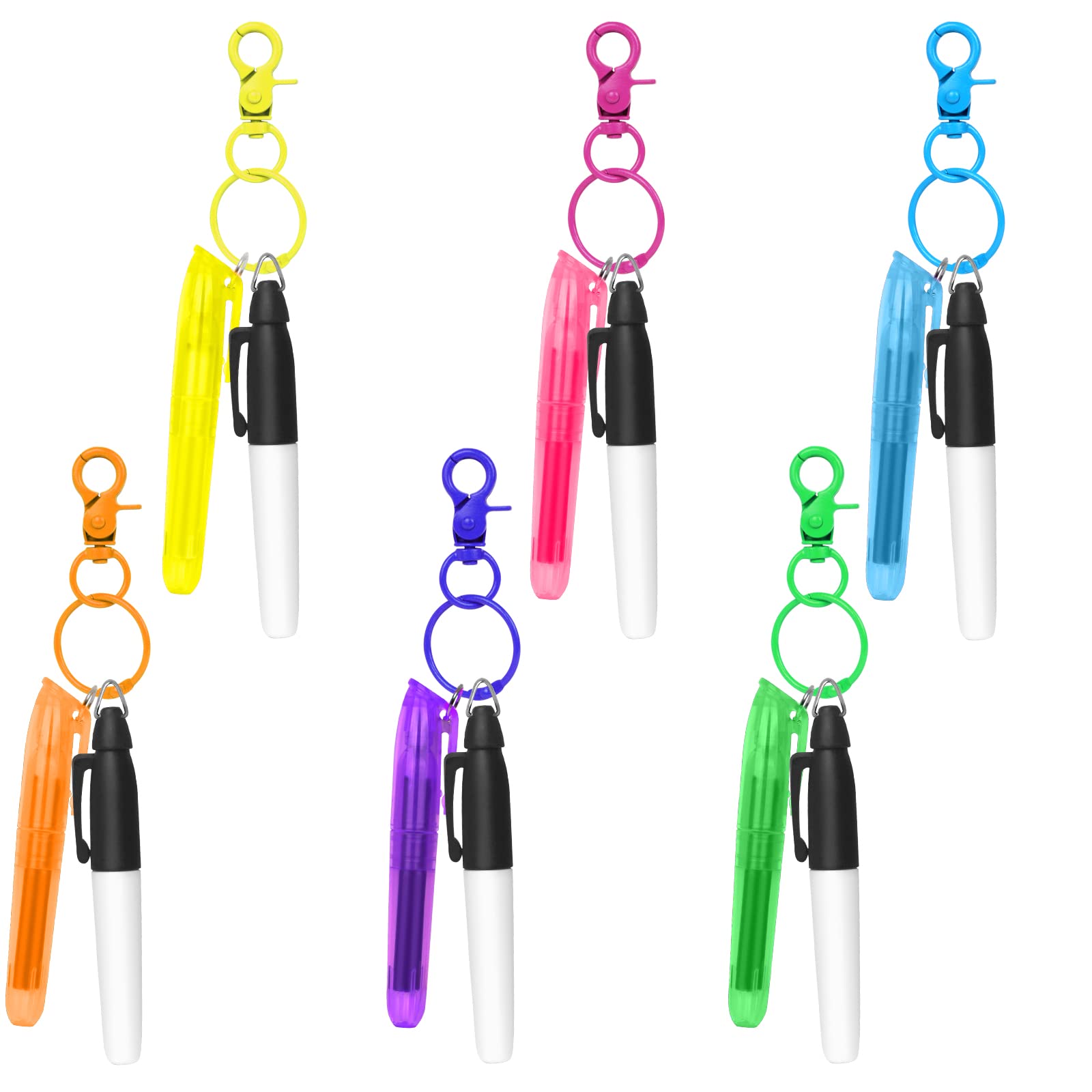 DOUB Mini Highlighter Set - 6 Color Nurse Pens with Badge Clip & Permanent Marker - Perfect for Medical Professionals, Students & Office Use - Highlight Notes, Charts & Documents Easily