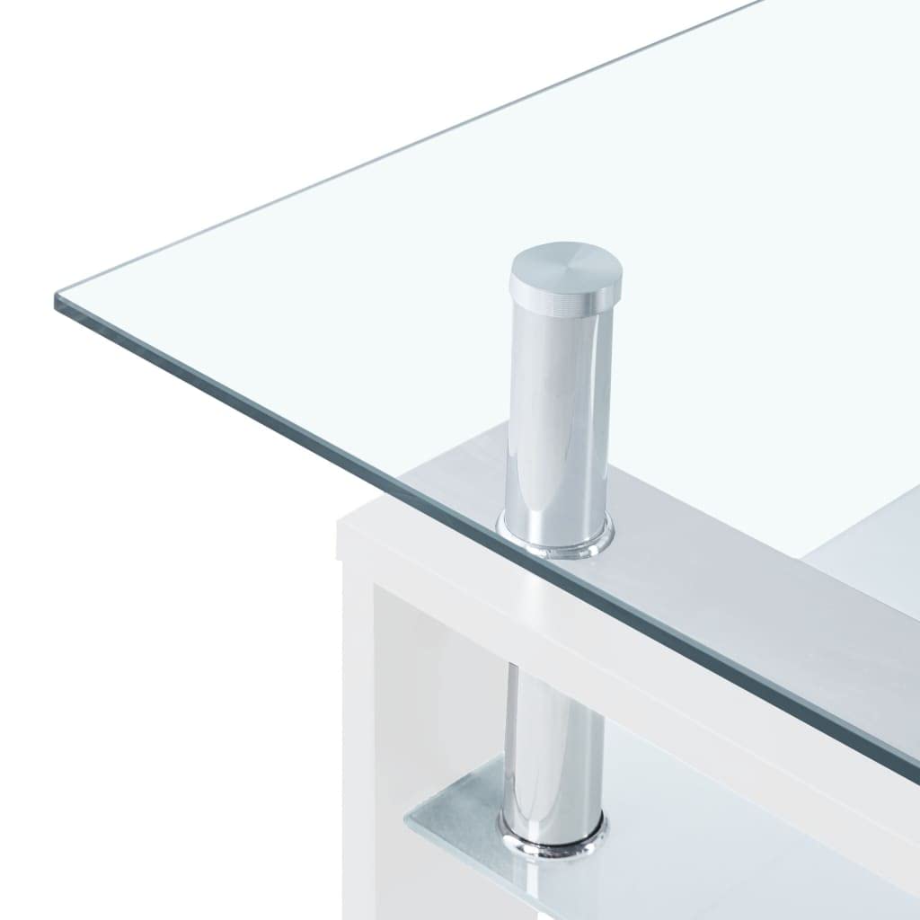 Modern Coffee Table with Storage - 2-Tier Tempered Glass Center Table for Living Room (37.4
