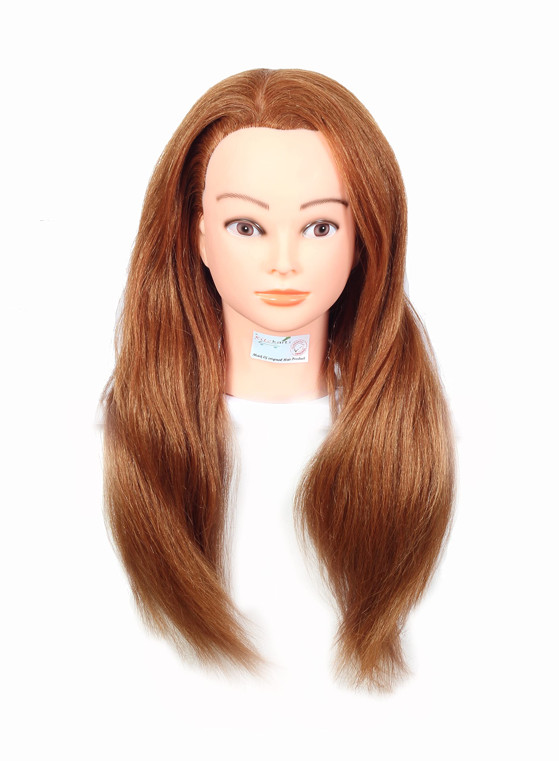 Ritzprime Hair Dummy - 90% Natural Animal & Human Hair Mix for Styling, Dyeing, Curling & Practice | Perfect for Salon Training, Cosmetology Students & Hair Stylists
