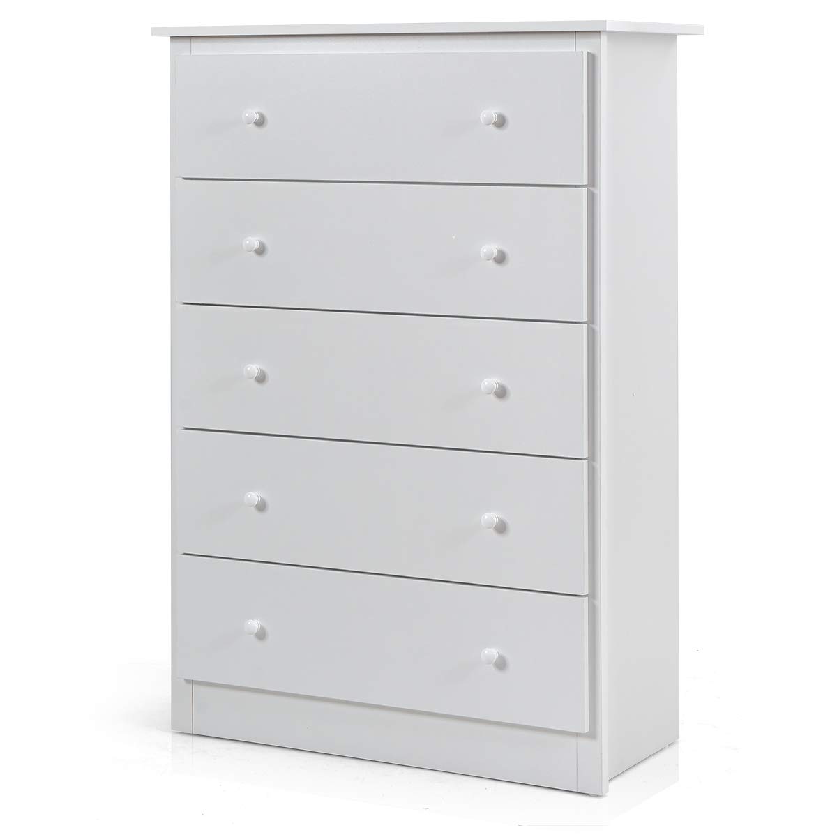 Giantex 5-Drawer Wooden Dresser - White Storage Chest for Bedroom, Hallway & Entryway | Clothes Organizer & Large Cabinet for Home Organization | Perfect for Small Spaces & Apartment Living