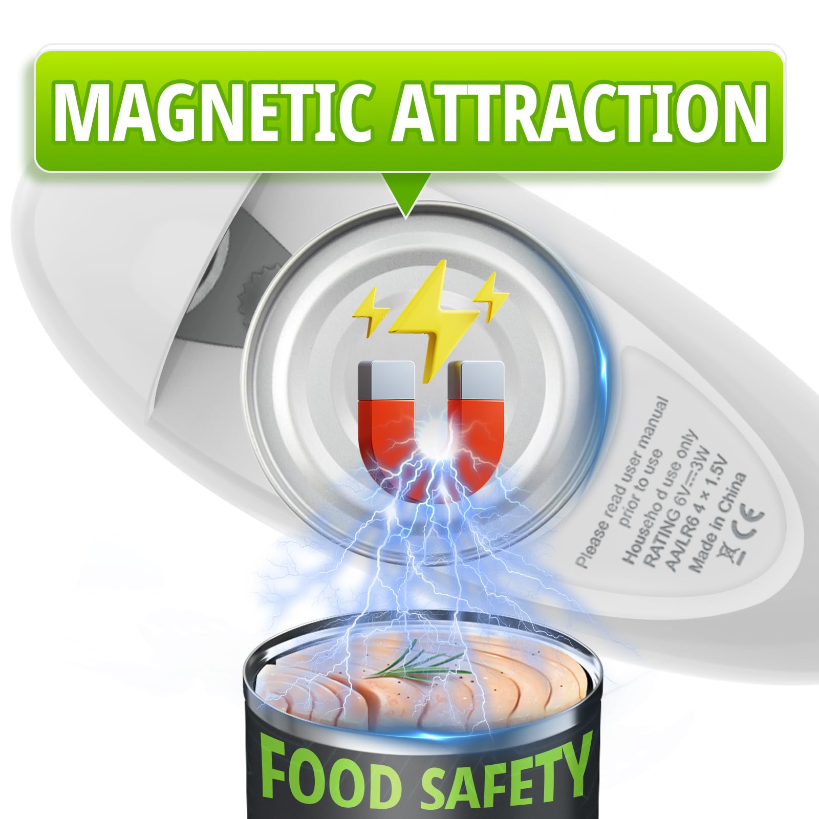 One Touch Electric Can Opener - Battery Operated Hands-Free Kitchen Gadget for All Can Sizes with Smooth Edge - Ideal for Seniors, Arthritis Users & Professional Chefs - Perfect for Home Kitchens, Restaurants, and Camping