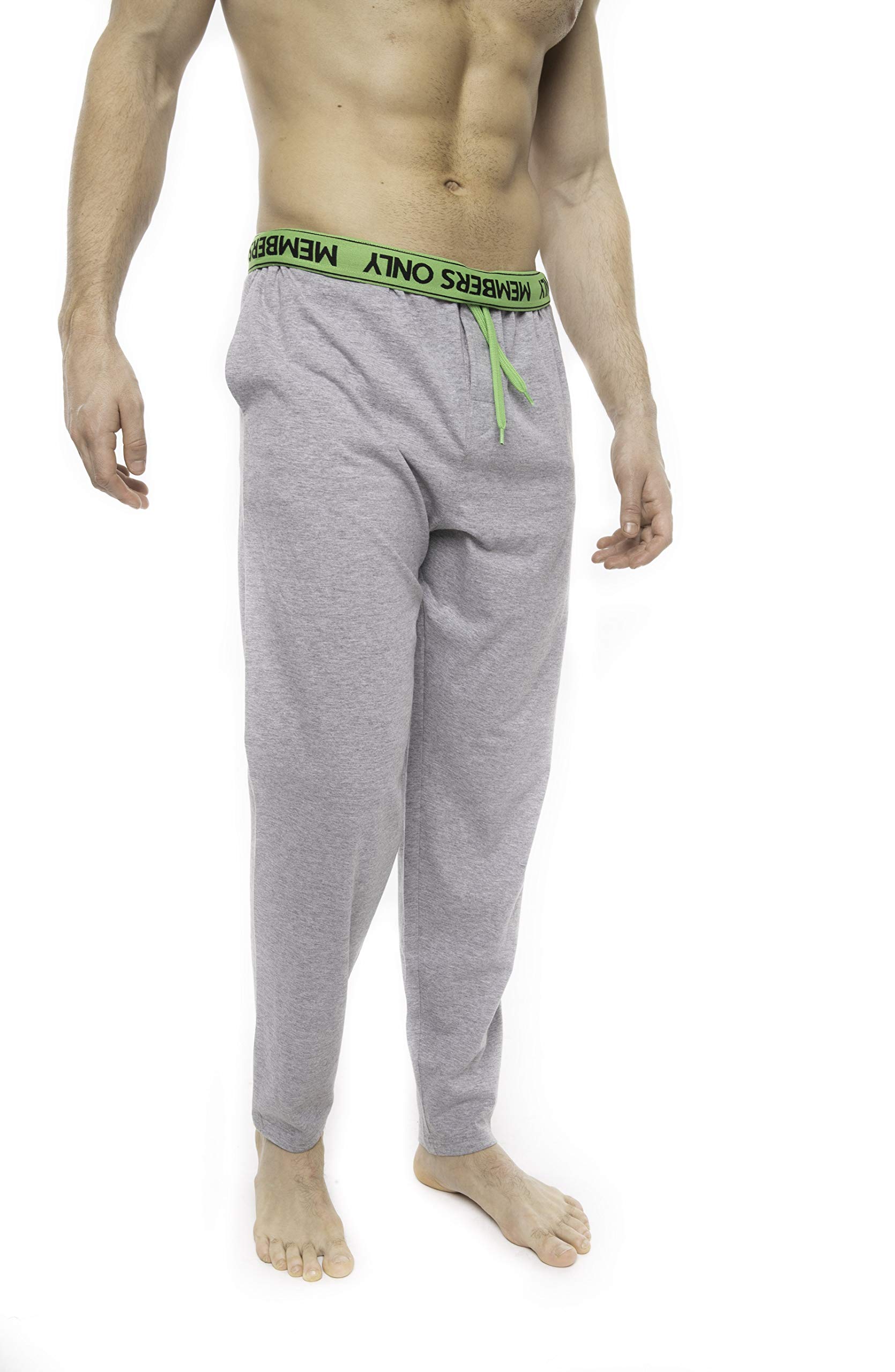 Members Only Men's Heather Contrast Lightweight Cotton Elastic Sleep Pants - Comfortable Lounge Pajama Bottoms for Home Relaxation & Nightwear