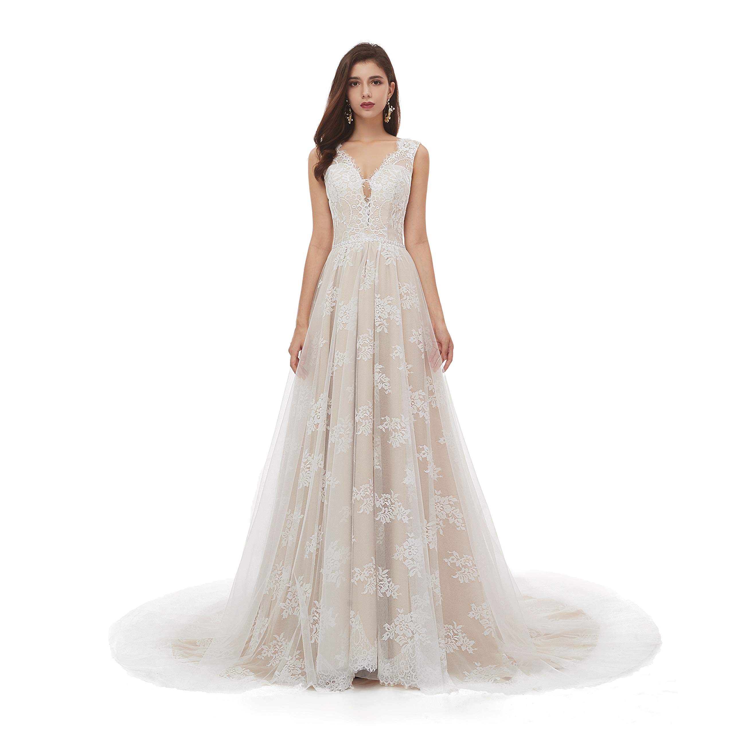 Elegant Backless Lace Wedding Dress for Beach Brides - Romantic Boho Bridal Gown with Sexy Open Back Design | Perfect for Beach Weddings, Vow Renewals & Destination Ceremonies