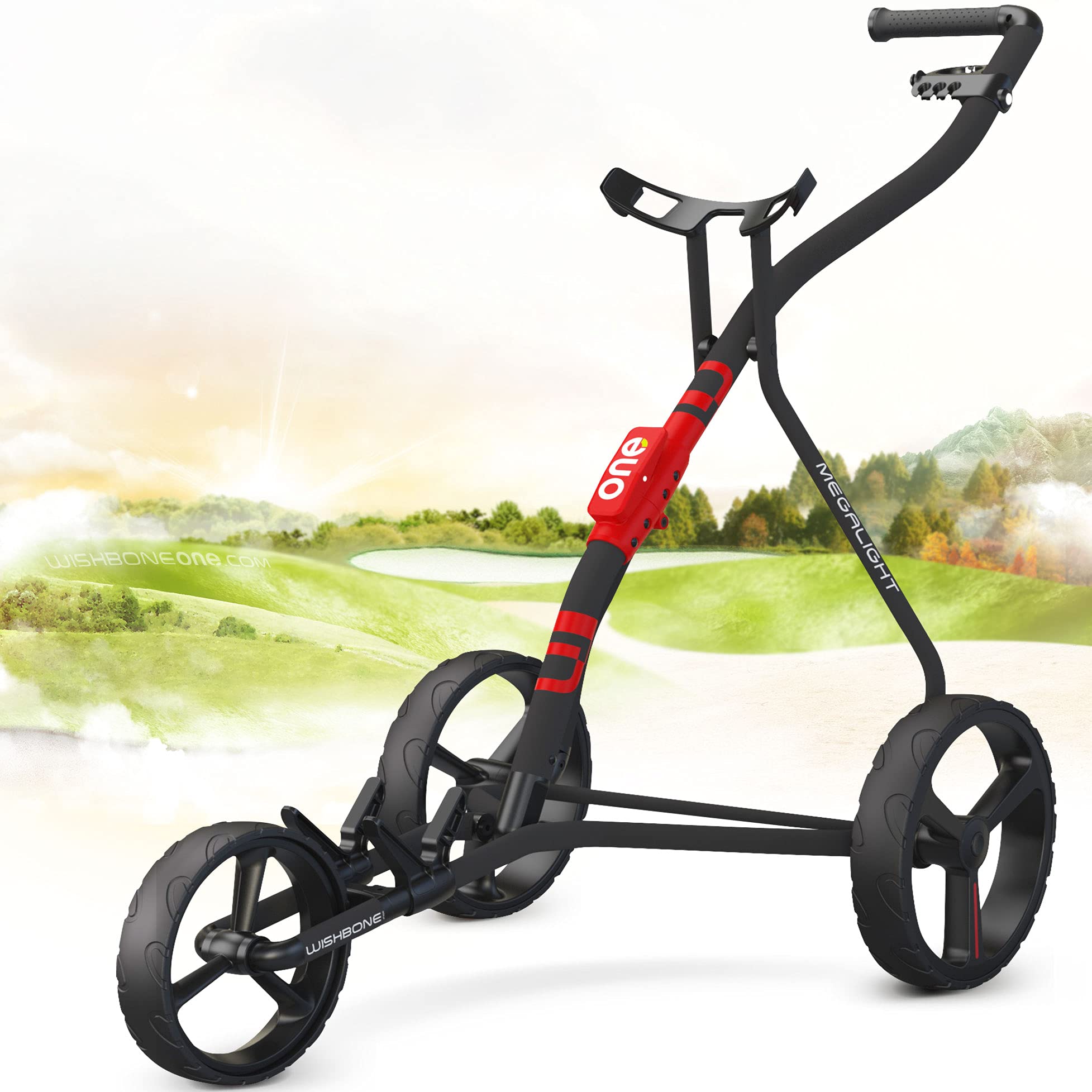 Lightweight Wishbone Golf Push Cart - Premium Materials & Ergonomic Design for Easy Maneuvering on the Course | Perfect for Walking Golfers & Course Practice