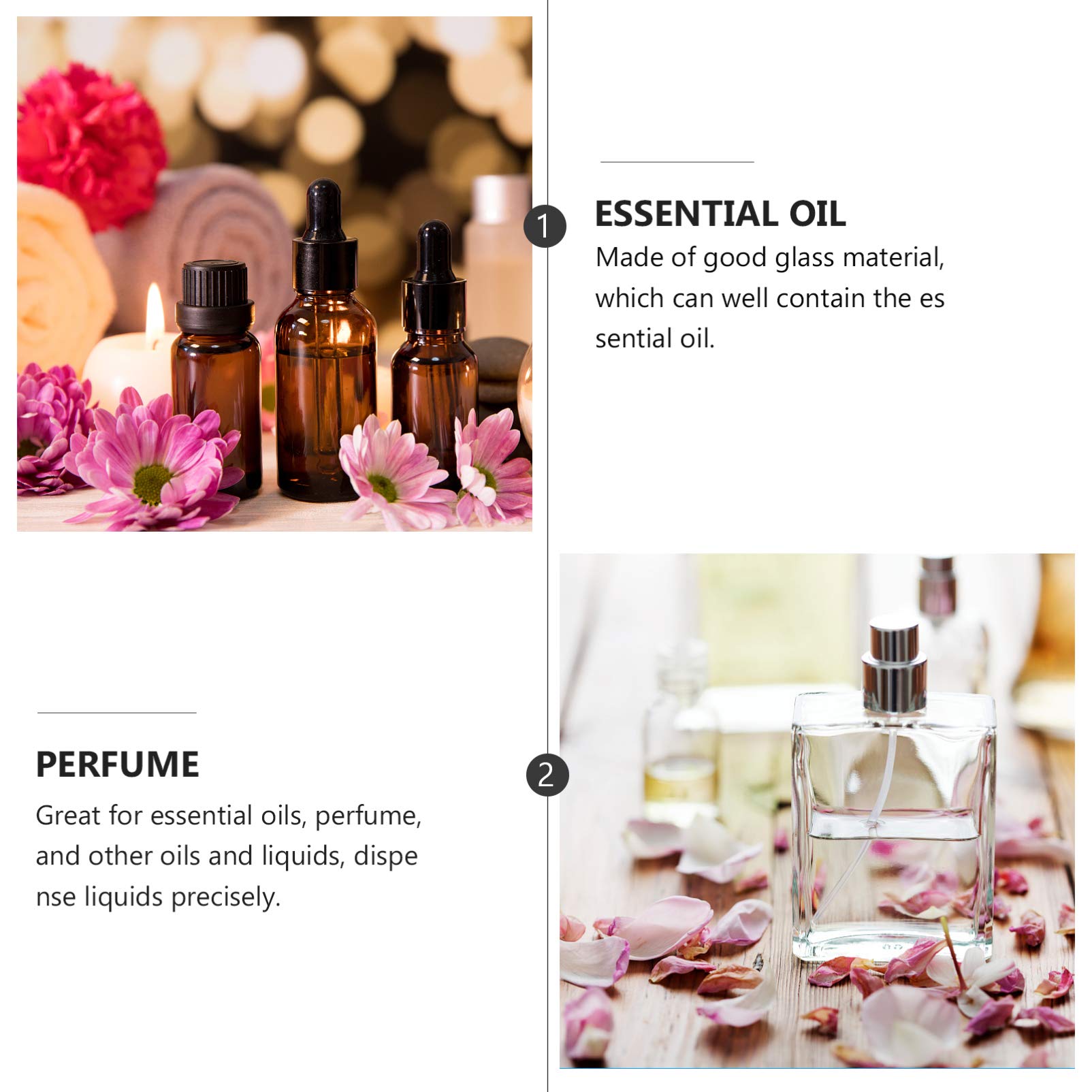 HEALLILY 4 Pack 10ml Frosted Glass Dropper Bottles with Bamboo Lids - Essential Oil Containers, Perfume Sample Vials, Cosmetic Liquid Storage - Perfect for DIY Beauty, Aromatherapy & Travel Use