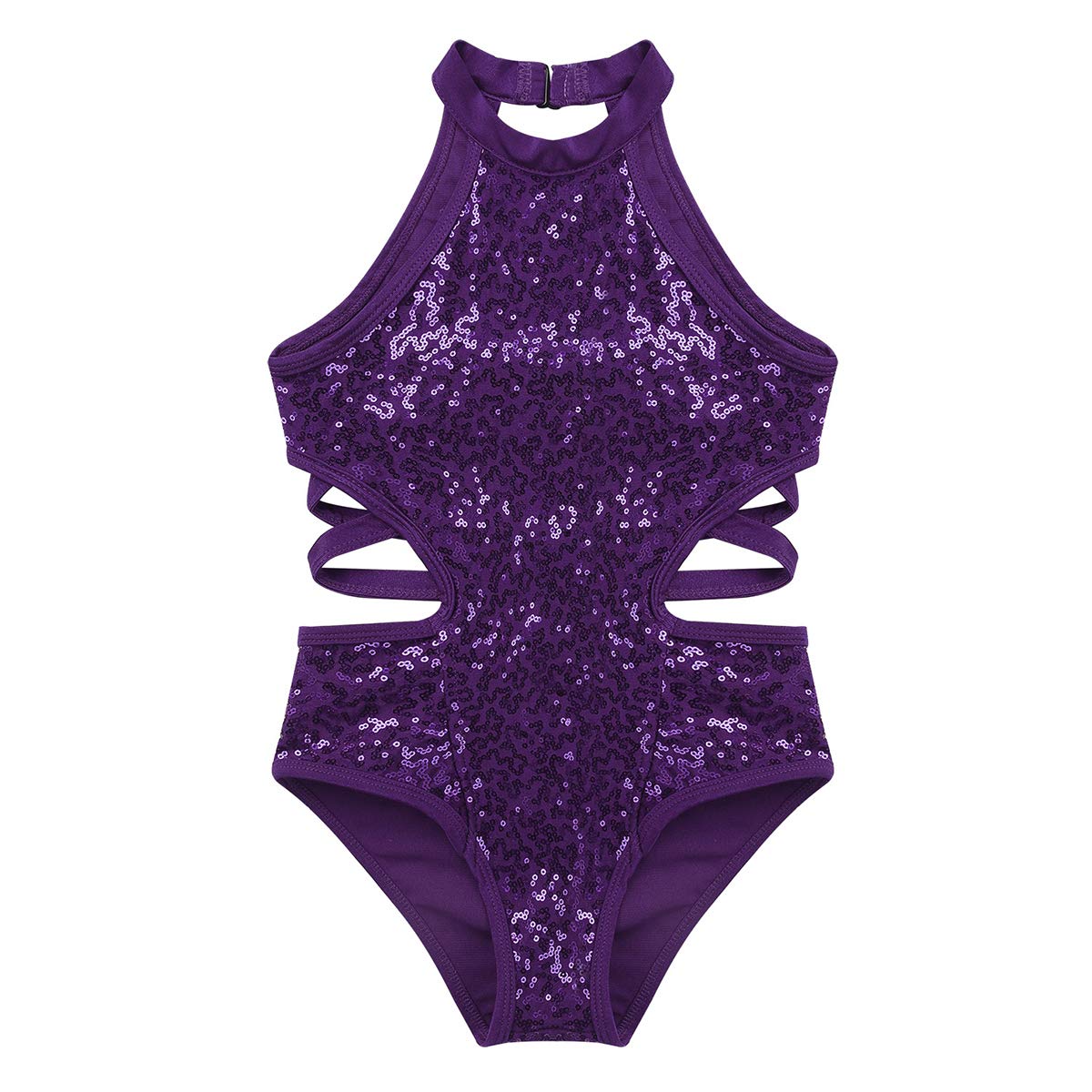 Sparkly Girls Ballet Leotard with Sequins & Strappy Back - Dance Gymnastics Bodysuit for Ballerina Training & Performance (Ideal for Recitals, Competitions & Dance Classes)