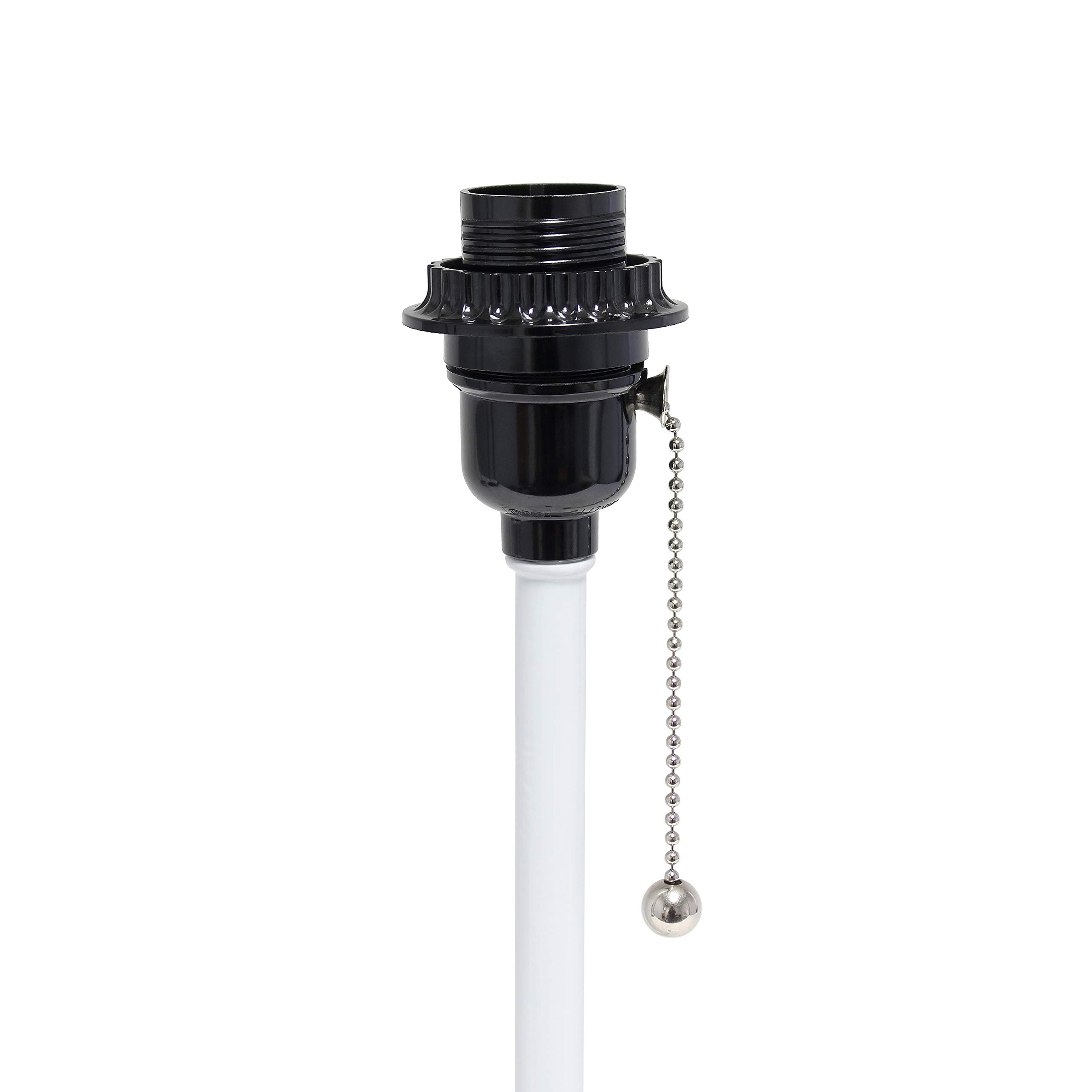 Simple Designs LT2024-WOW White Stick Table Desk Lamp with USB Charging Outlet & Drum Fabric Shade - Modern Office Lighting for Home, Study, Bedroom & Workspace
