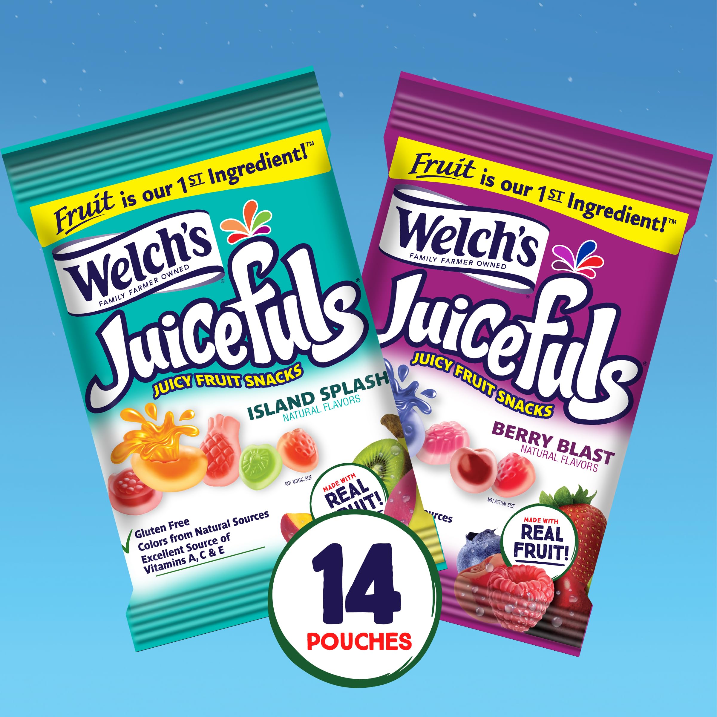 Welch's Fruit Snacks, Berry Blast & Island Splash - Bulk Pack (14 Pack) for School Lunches & Snacks