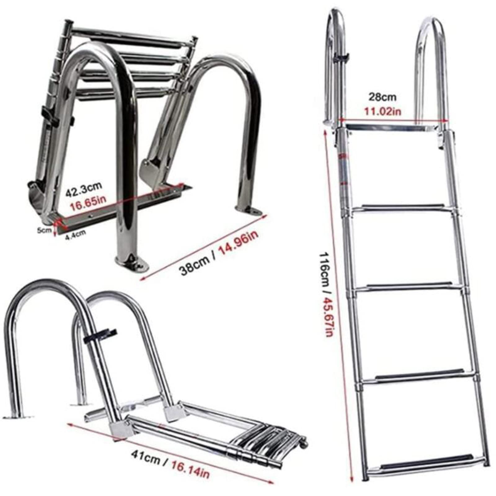 Stainless Steel Telescoping Boat Ladder - 4-Section 316 Marine Grade Pool Step Ladder for Pontoon, Yacht, Deck, Fishing & Speedboats | Durable Marine Hardware for Safe Boarding & Water Activities