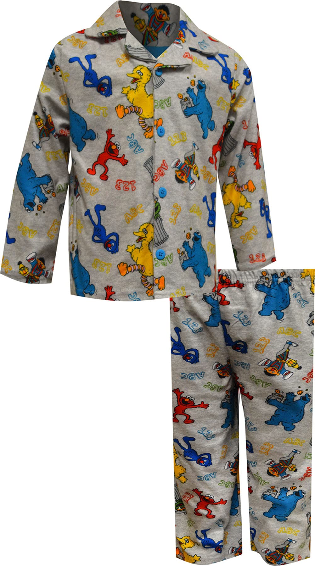 AME Sleepwear Boys' Sesame Street Friends Flannel Pajamas Set - Soft & Cozy Traditional Infant Pajamas for Bedtime & Lounging