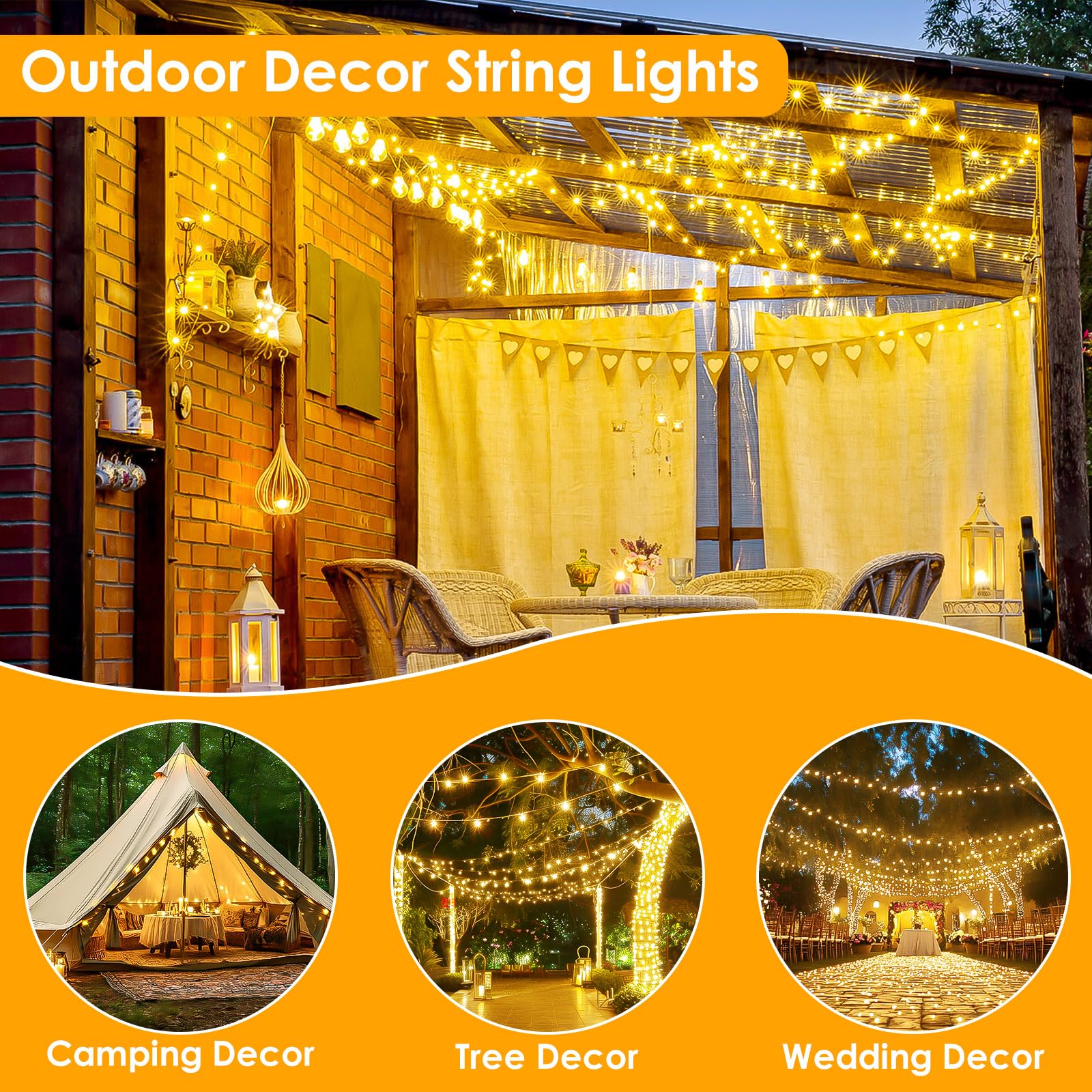 200 LED Fairy Lights 66Ft Waterproof String Lights - 8 Modes with Timer, Warm White Christmas Lights for Indoor & Outdoor Use | Perfect for Bedroom Decor, Garden Party, Girl's Room & Holiday Decorations