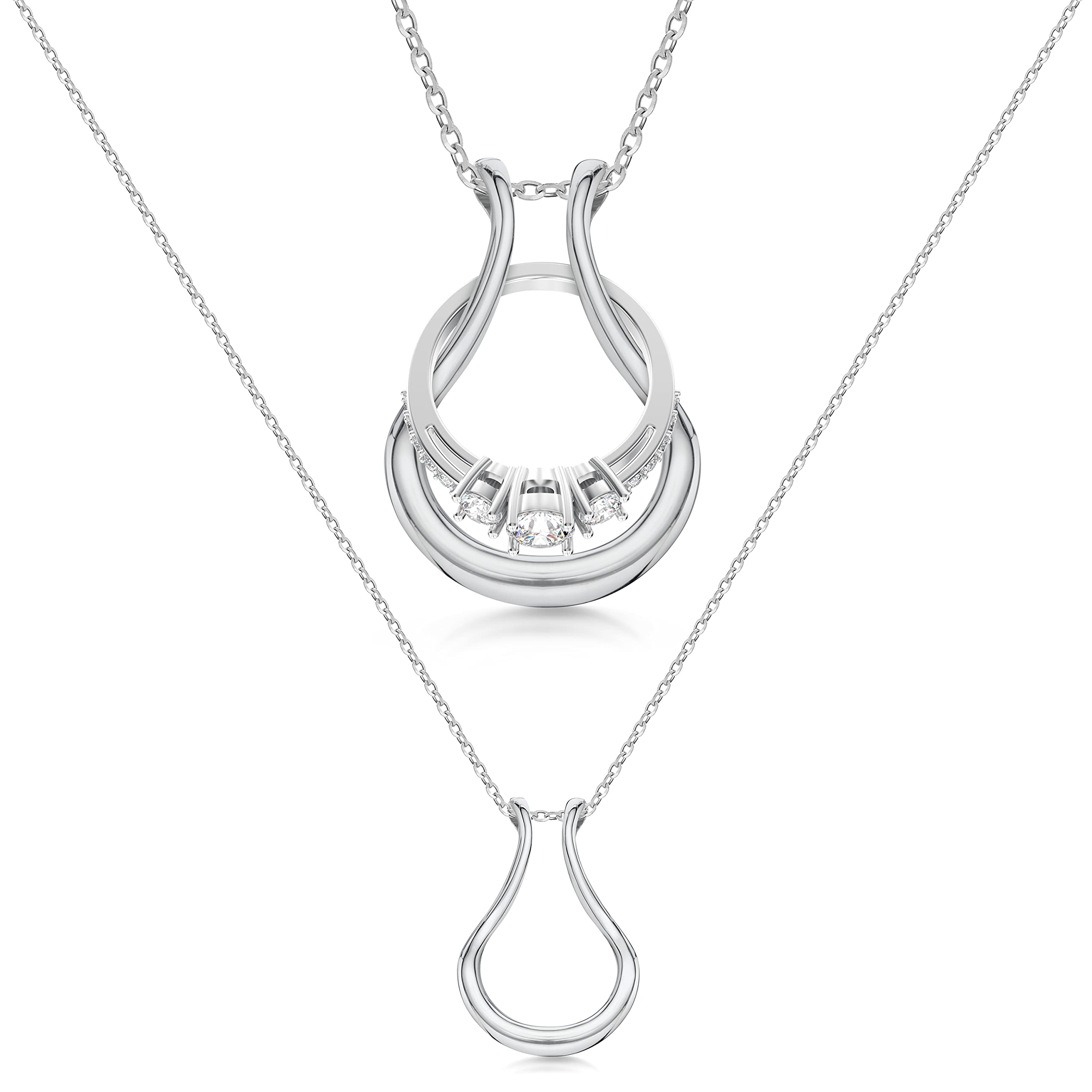 Sterling Silver Ring Holder Necklace for Women & Men - Wedding Ring Keeper Jewelry for Nurses, Doctors & Professionals - Elegant Ring Necklace for Everyday Wear, Work & Special Occasions