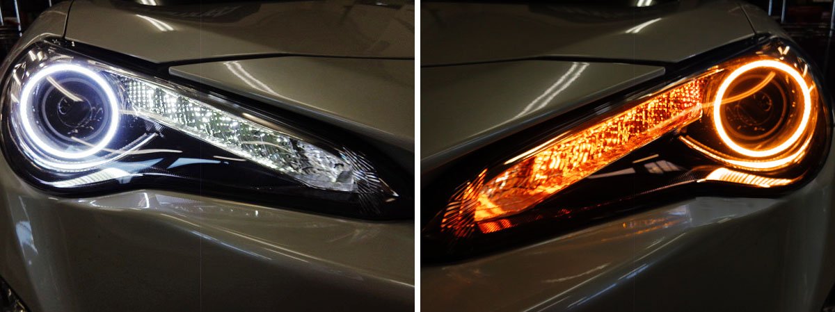 110mm White/Amber Switchback LED Halo Ring Kit - Universal Headlight & Fog Light Retrofit for Cars, Trucks, SUVs - DRL Daytime Running Lights Upgrade with Angel Eyes Effect