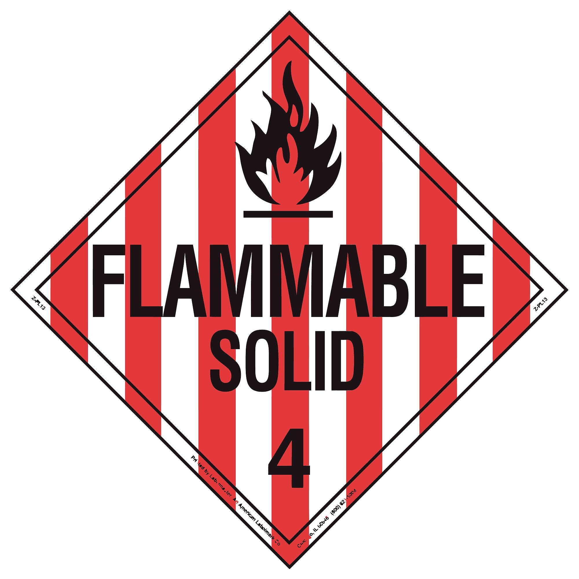 Labelmaster Z-PVM Flammable Solid Hazmat Placard - Durable Vinyl Safety Labels (25-Pack) | OSHA Compliant for Chemical Transport & Warehouse Safety