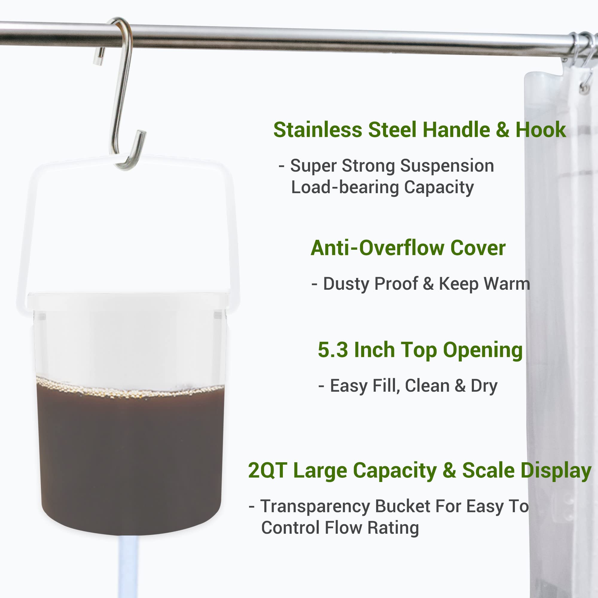 TopQuaFocus 2L BPA-Free Plastic Enema Bucket Kit - Clear Reusable Colon Cleanse System with 6 Leak-Proof Tips for Men & Women - Perfect for Home Coffee Enema Therapy & Colon Detox