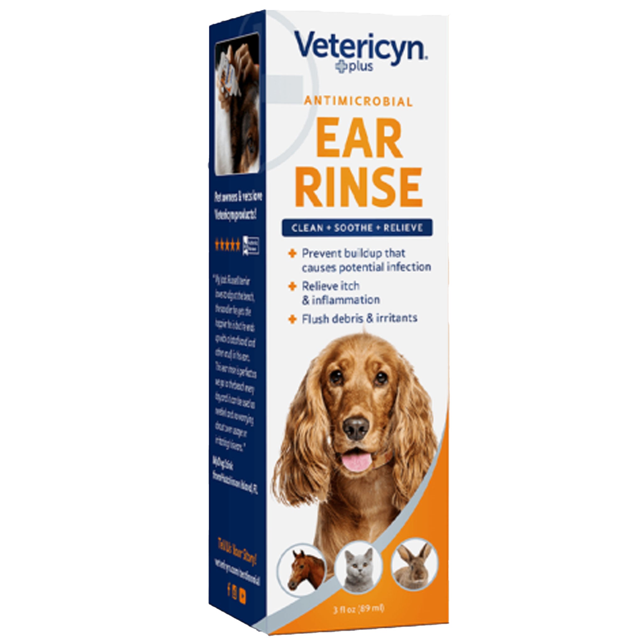 Vetericyn All Animal Ear Rinse 3 oz - Safe & Gentle Ear Cleaning Solution for Dogs, Cats & Pets - Relieves Itching & Infections - Vet Recommended Formula for Home Use