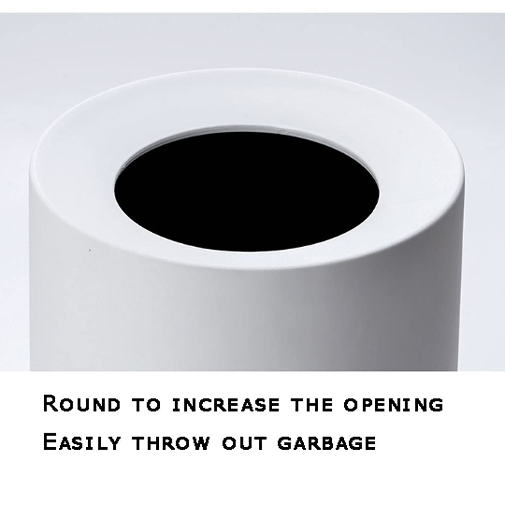 White Double-Layer Plastic Trash Can with Pressure Ring - Waterproof Round Garbage Bin for Home & Office - Creative Storage Solution for Kitchen, Bathroom, and Workspace (Size C)