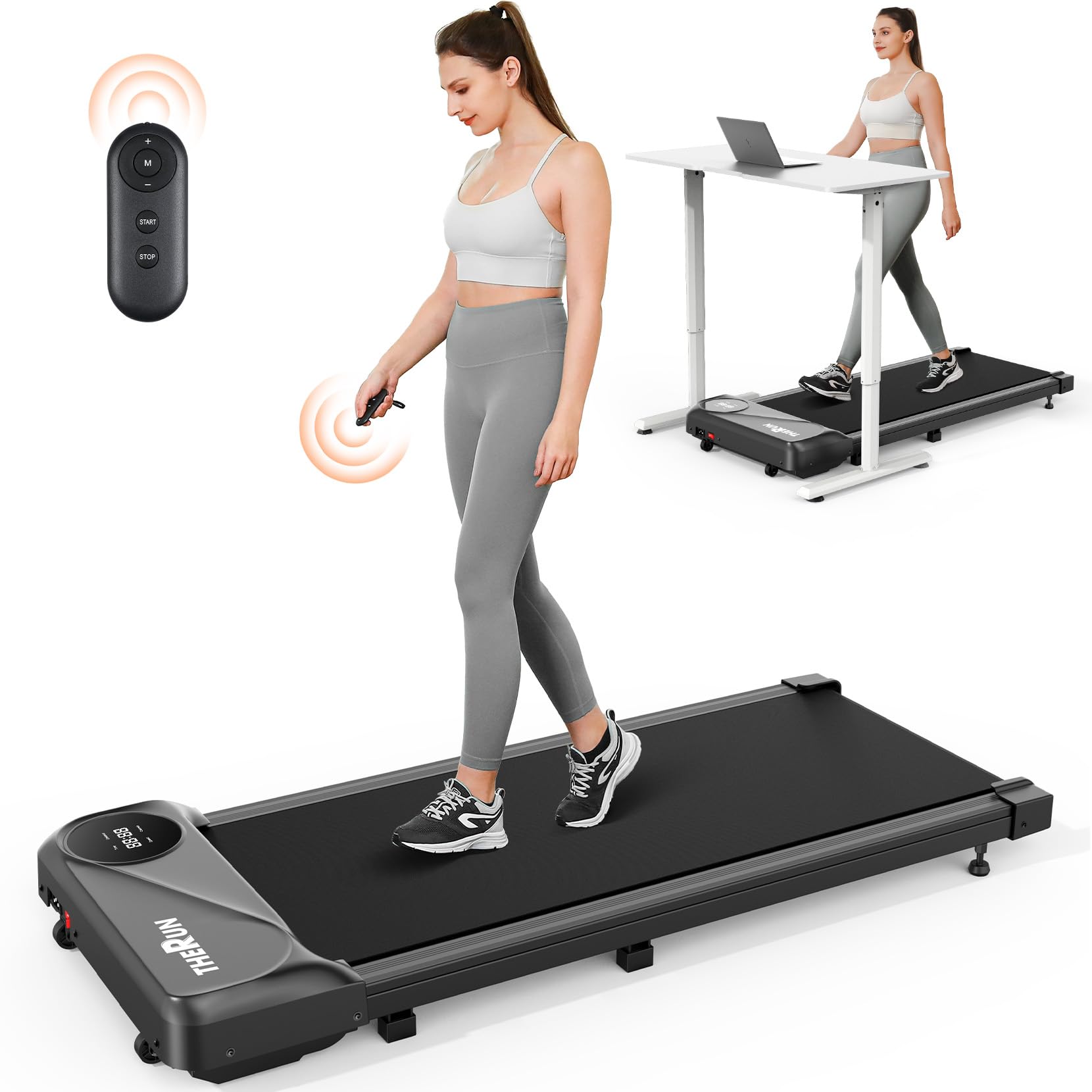 THERUN 2.5HP Foldable Treadmill - Extra Large Running Mat with Remote Control, Tablet Holder & LCD Display - Compact Walking Pad for Home & Office - Perfect for Home Gym, Small Spaces & Workout While Working
