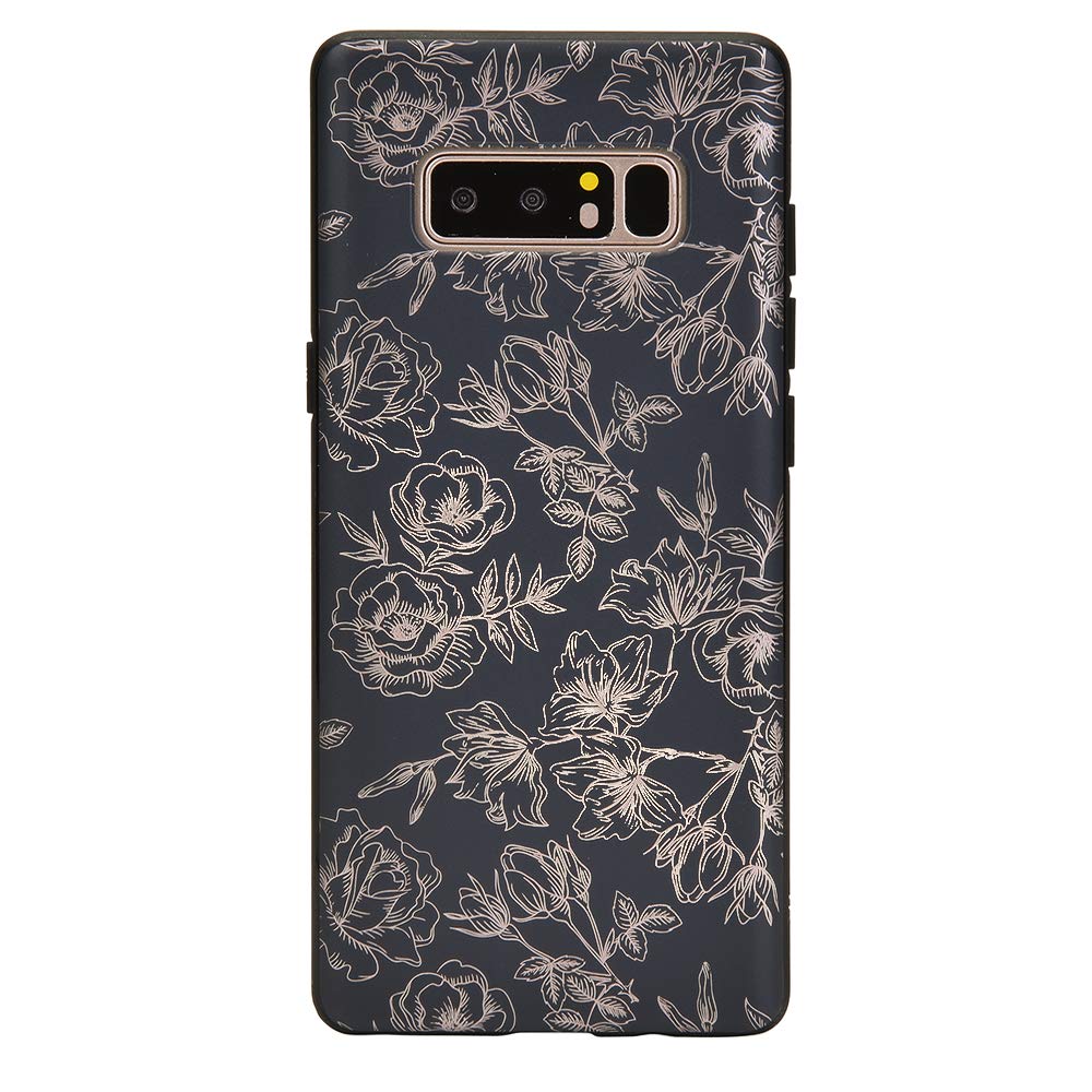 Velvet Caviar Samsung Galaxy Note 8 Case - Cute Floral Phone Cover for Women & Girls | Black Rose Gold Flower Design | Protective Shockproof Slim Fit Case for Daily Use & Gift Giving