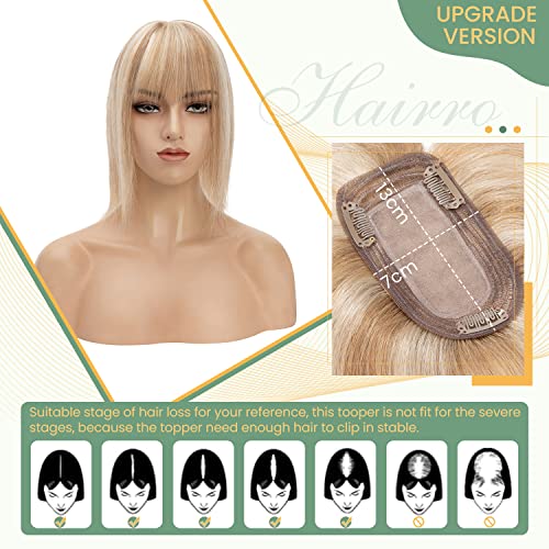 Clip in Human Hair Topper with Silk Base - Natural Looking Hairpiece for Thinning Hair - Perfect for Daily Wear, Special Occasions & Styling