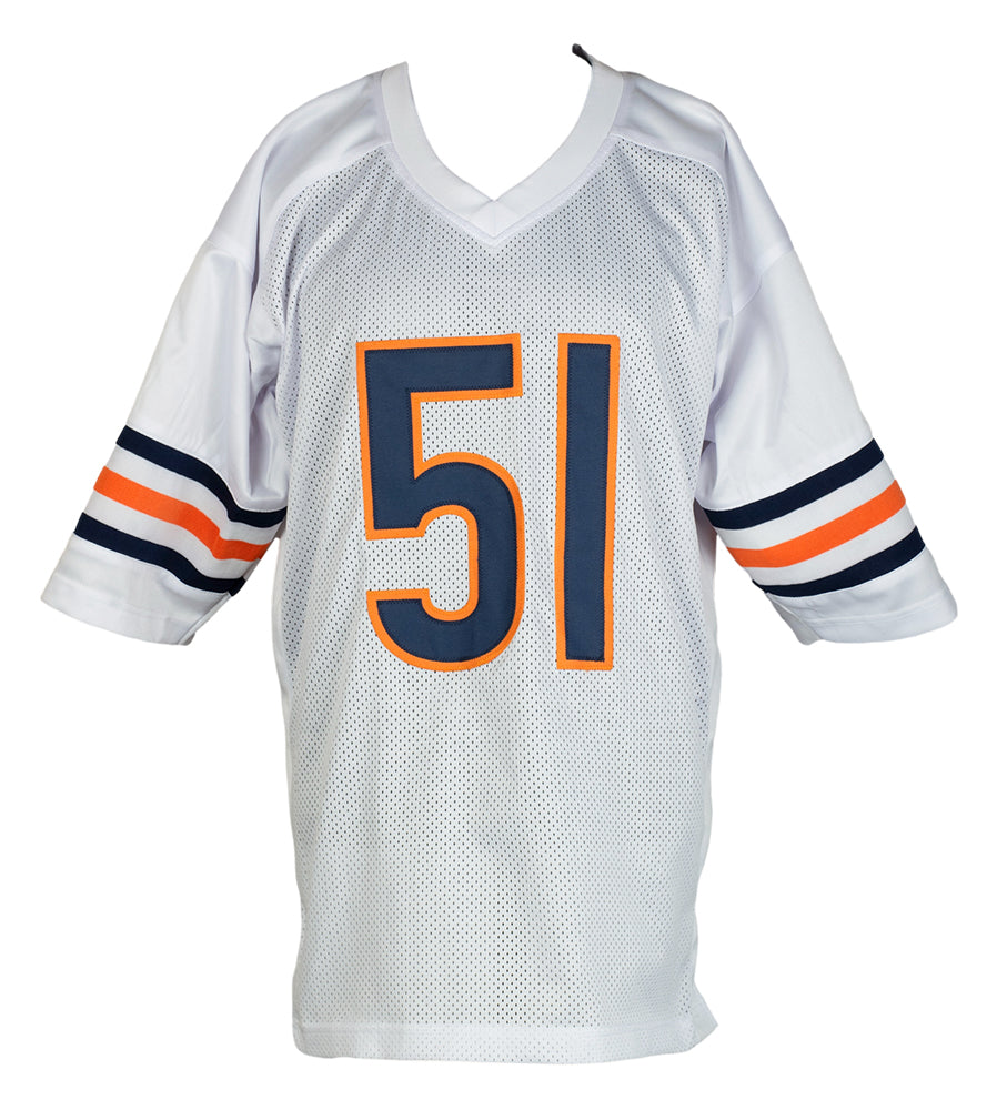 Dick Butkus Autographed White Pro Style Football Jersey - JSA Certified - Perfect for Collectors, Fans, and Sports Memorabilia Displays