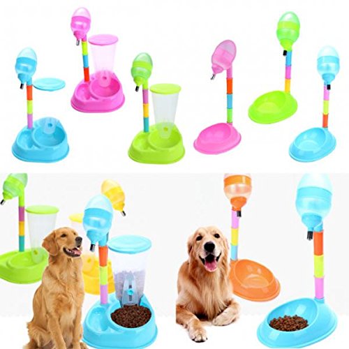 UJEAVETTE® Automatic Pet Water Dispenser for Cats & Dogs - 2L Pink Bowl with Food Stand - Perfect for Home, Office & Travel Use