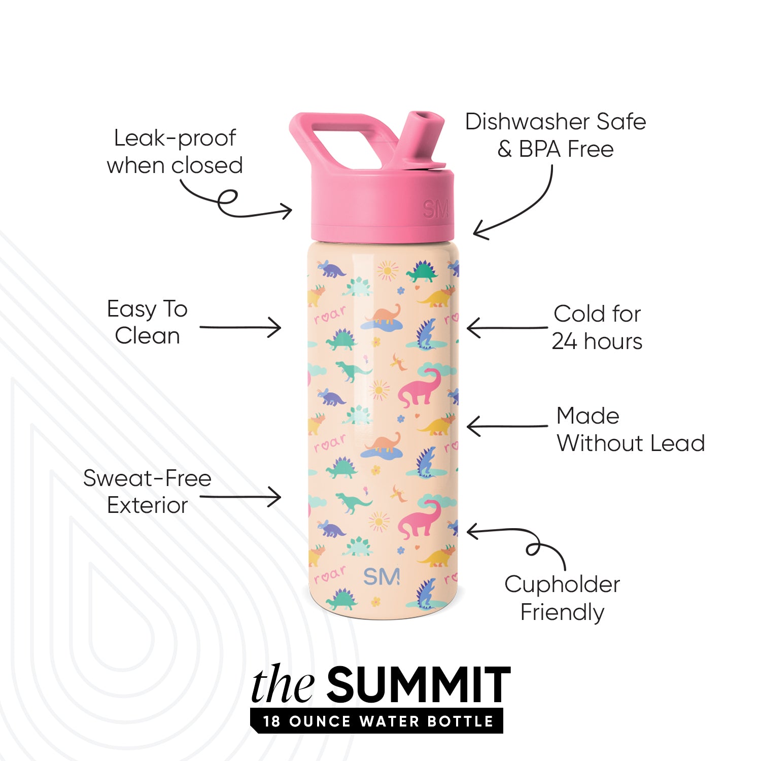 Summit Kids Water Bottle with Straw Lid - Leak Proof, BPA Free, Insulated Stainless Steel Bottle for School, Sports & Outdoor Activities