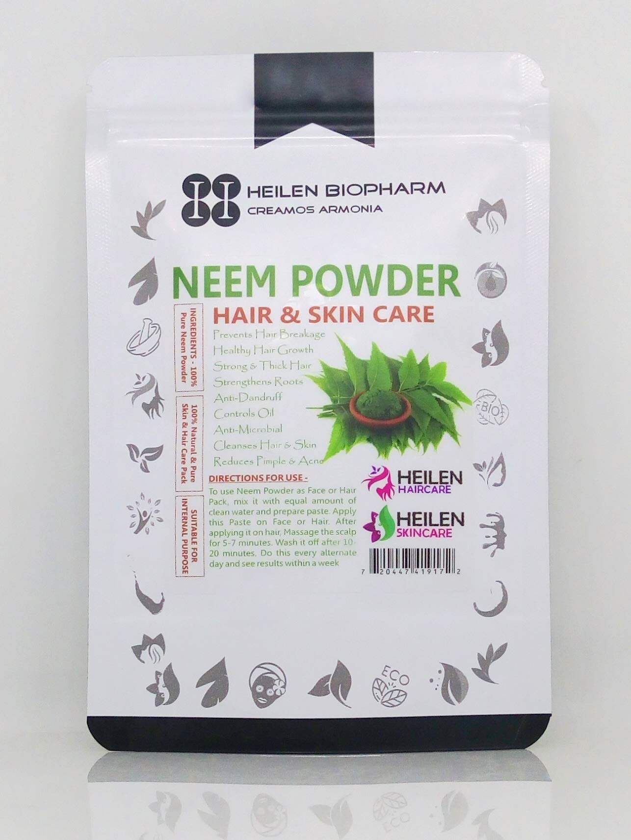 Organic Neem Powder (Azadirachta indica) for Skin & Hair Care - 200g Pure Natural Face Mask & Scalp Treatment | Acne, Dandruff Relief | DIY Beauty & Ayurvedic Remedies for Healthy Skin & Hair