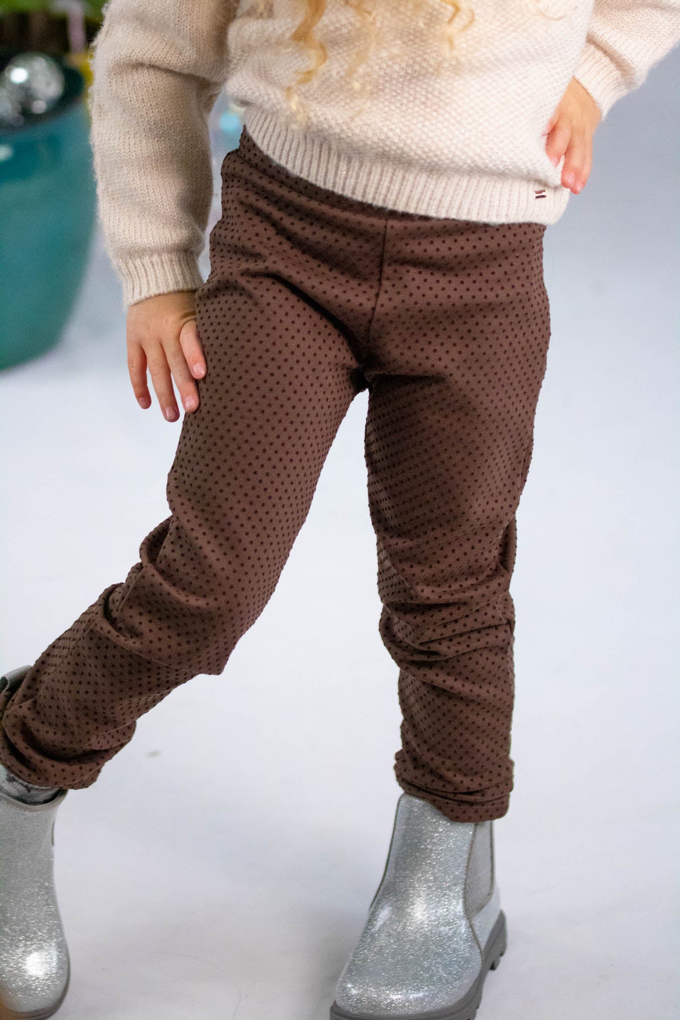Girls' Chocolate Polka Dot Leggings - Soft Stretchy Yoga Pants for Dance, Gym & Everyday Wear