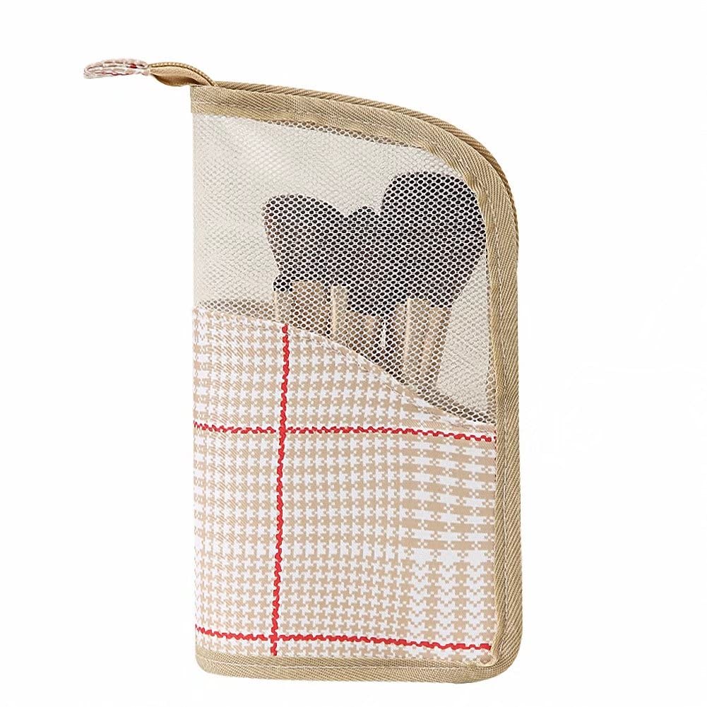 Large Makeup Brush Bag Organizer - Travel Cosmetic Pouch for Brushes & Toiletries, Beige, 24.5x13.5x13cm - Perfect for Travel & Home Storage