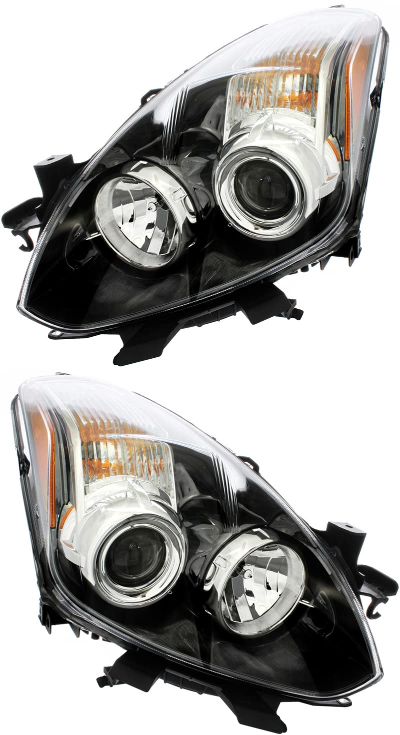 Nissan Altima Coupe Headlights Replacement Set - Halogen Headlamp Assembly for Driver & Passenger Side (2010-2013 Models) | Perfect for Night Driving & Foggy Conditions