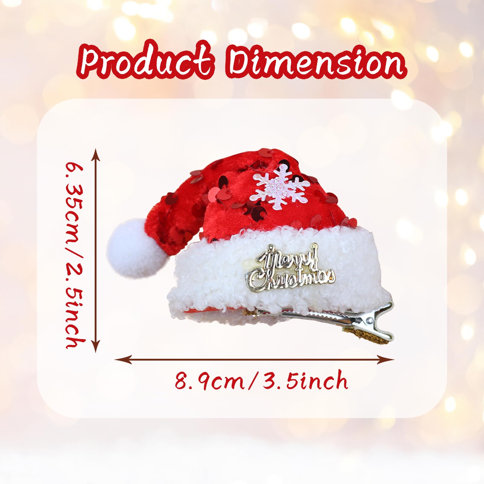 Festive Santa Hat Hair Clips with Snowflakes for Women & Girls - Christmas Party & Cosplay Accessories