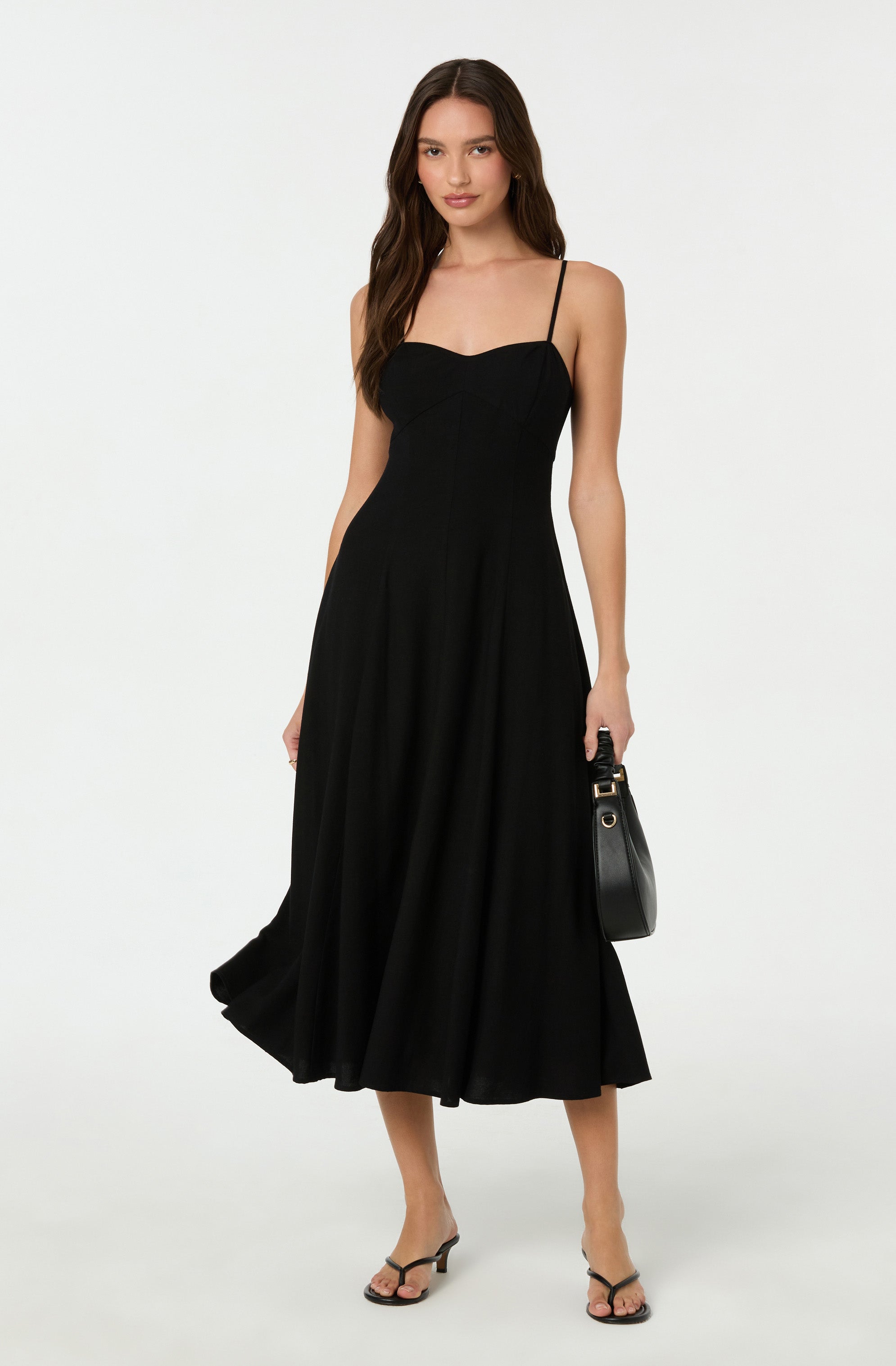Breathable Linen Blend A-Line Midi Dress for Women - Perfect for Summer Outings, Beach Vacations & Casual Office Wear