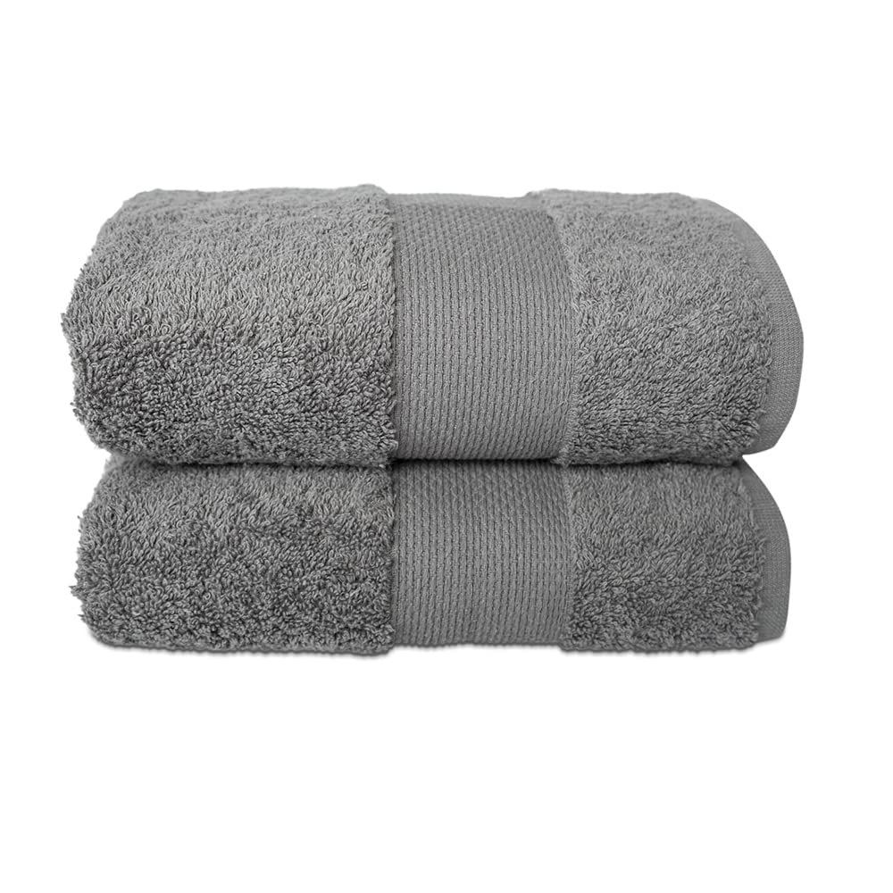 Premium Turkish Cotton Hand Towels Set of 2 (16x28 Inches) - Ultra Soft, Highly Absorbent & Quick-Drying Bath & Kitchen Towels for Face, Hands & Body - Luxury Gray Bathroom Towels for Spa, Guest Bath & Home Decor