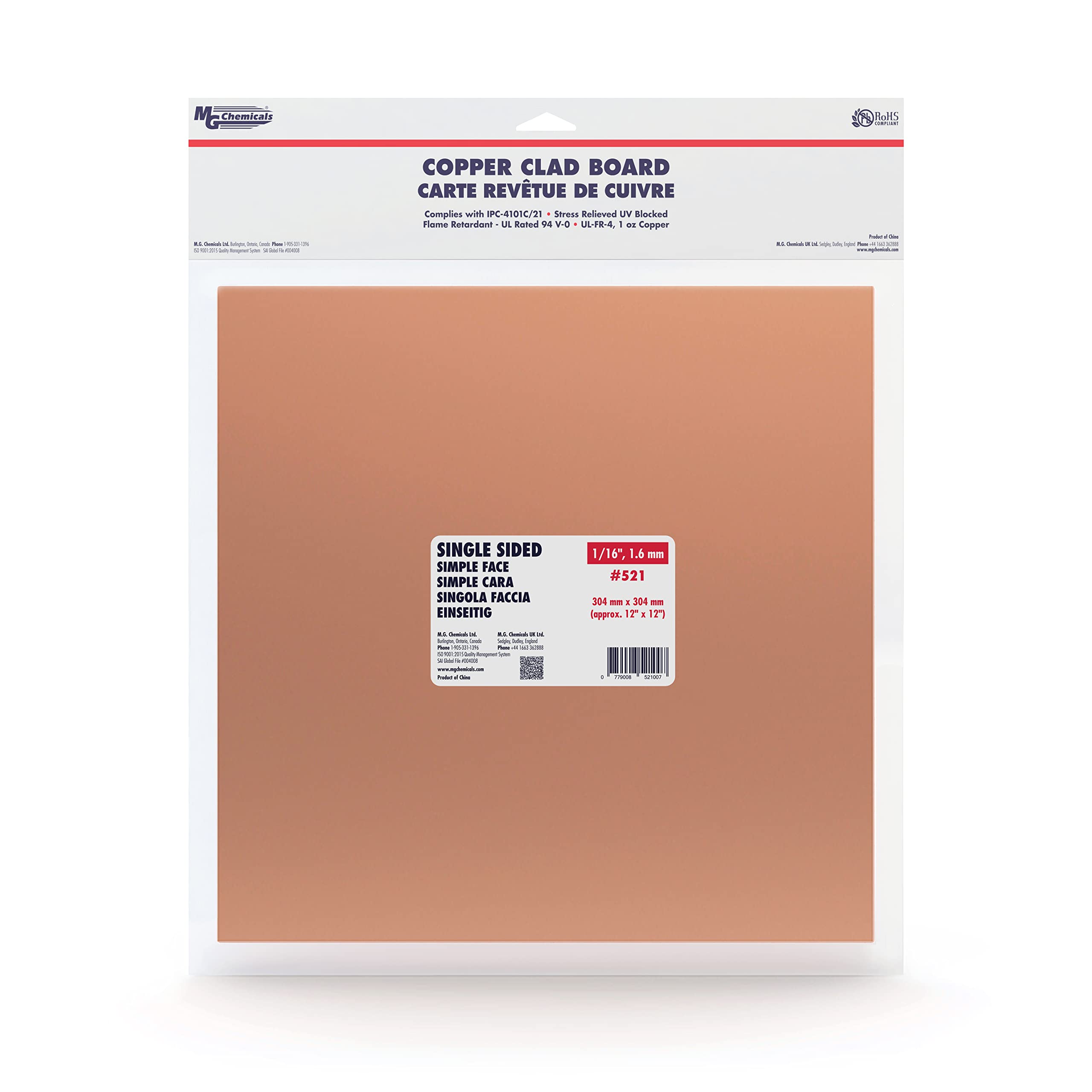 MG Chemicals 521 Single Sided Copper Clad Board - 12