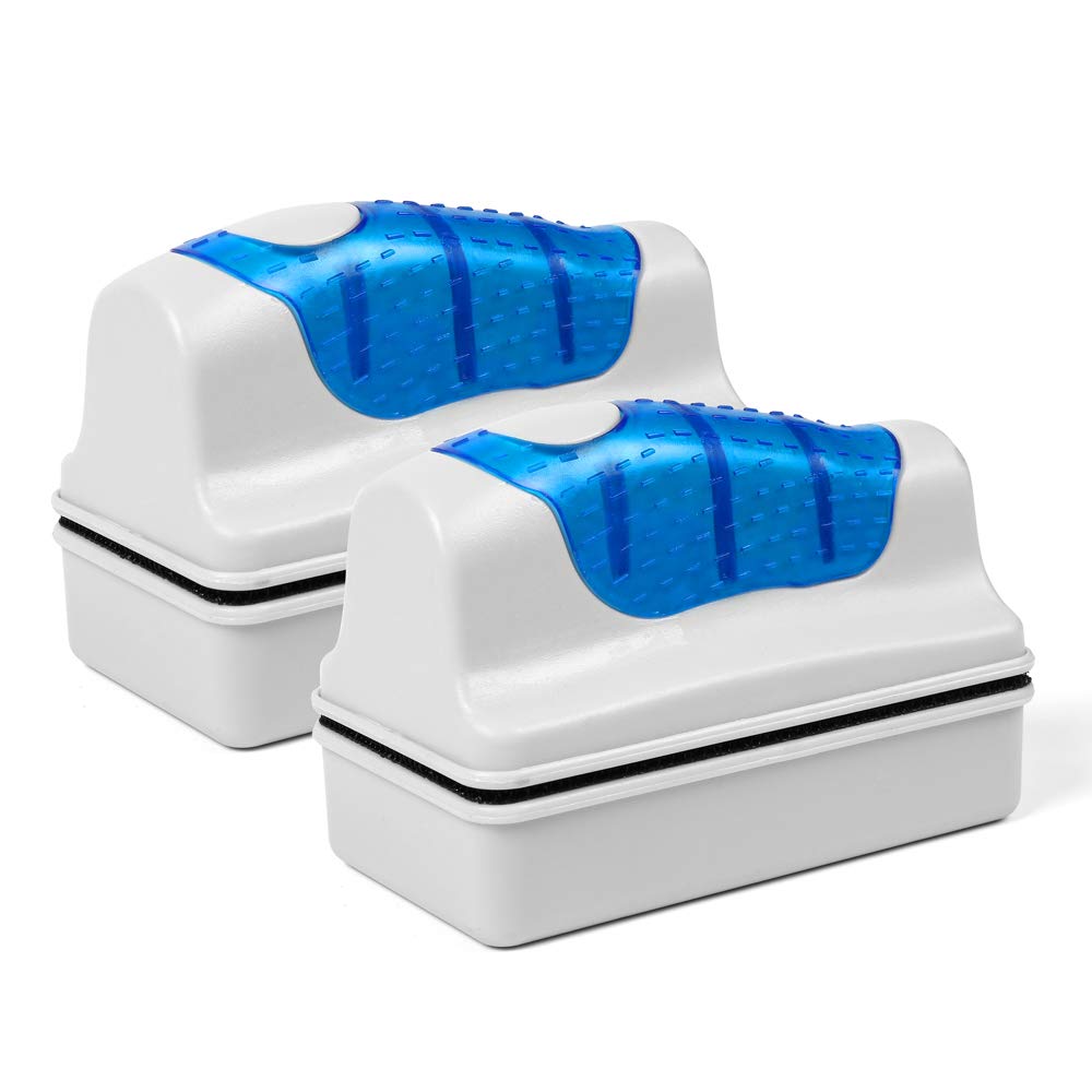 Premium Magnetic Aquarium Cleaner - Large Fish Tank Glass Scraper & Algae Remover Brush (2-Pack) - 1 Year Warranty - Ideal for Freshwater & Saltwater Tanks, Home or Office Aquariums