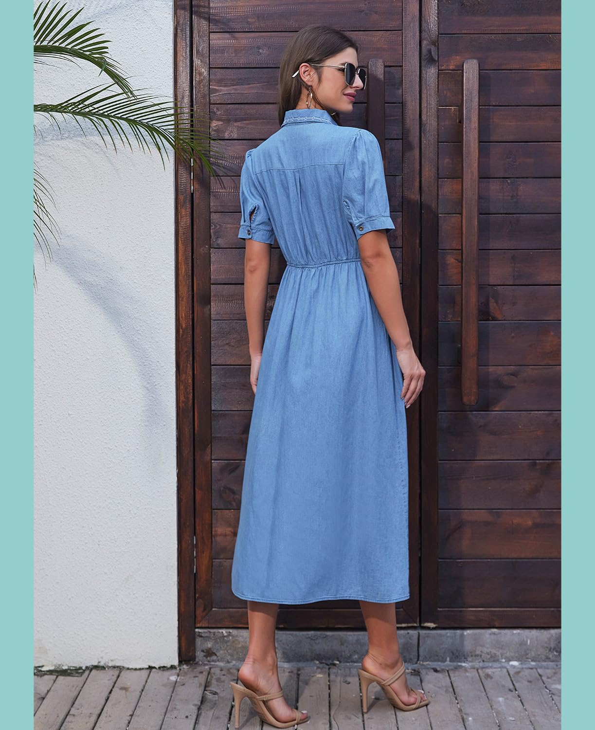 Women's Cotton Denim Maxi Dress - Casual Summer Sundress for Beach, Vacation & Everyday Wear