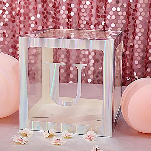 4 Pack Iridescent 5 Inch Letter U Stickers - Waterproof Vinyl Wall Decals for Home Decor, Nursery, Classroom & Party Backdrop (Scenes: Perfect for Birthday Parties, Baby Showers, Wedding Decorations, DIY Crafts and Wall Art Projects)